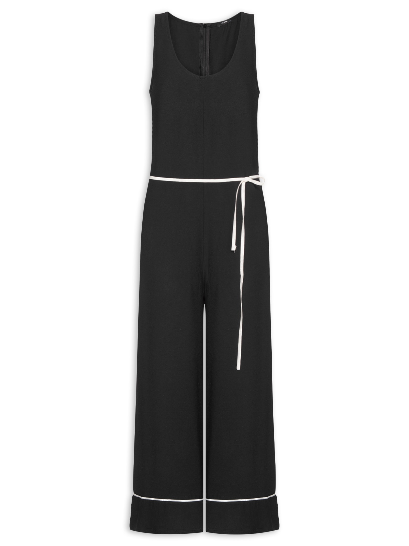 Macacão Feminino Básico Texturizado Preto Basiq