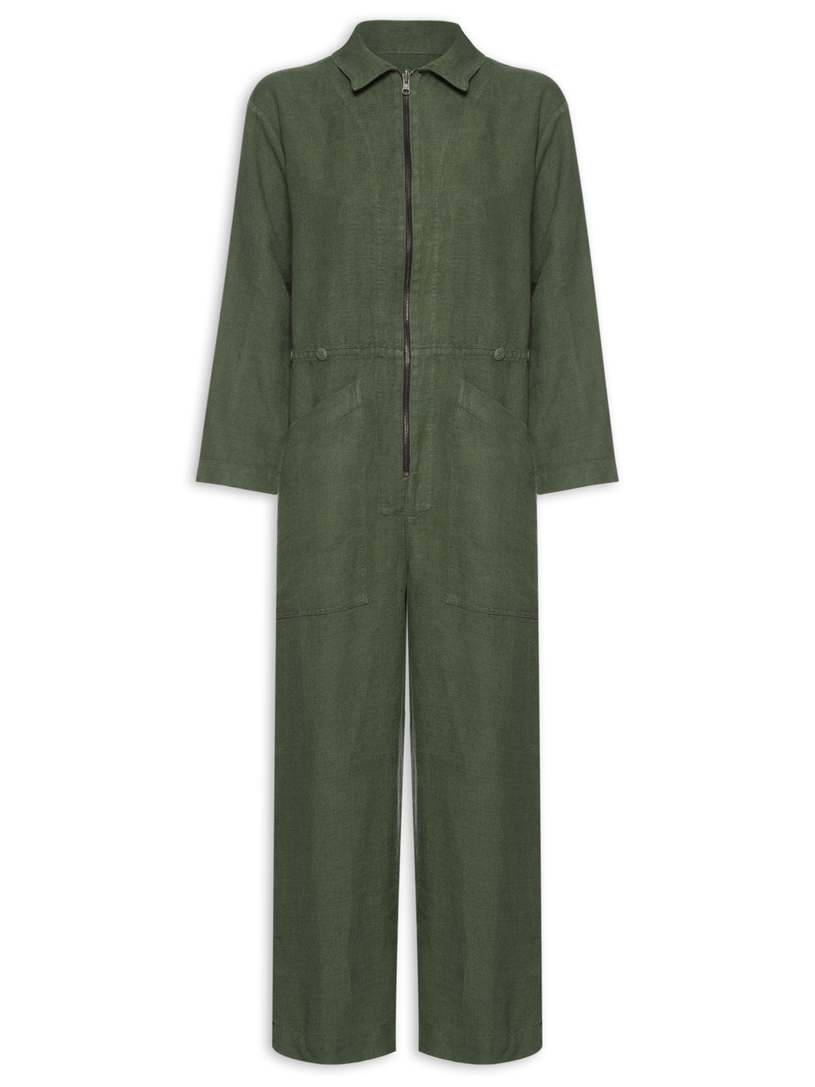 Osklen - Macacão Feminino Bolsos Double Face - Verde