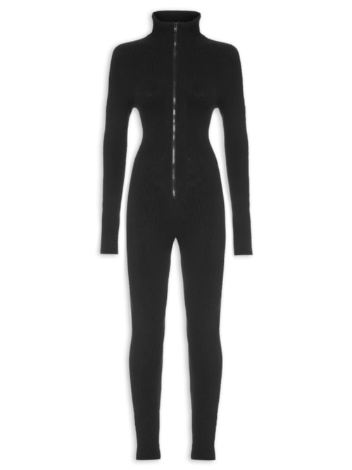 Macacão Feminino Canelado – Preto