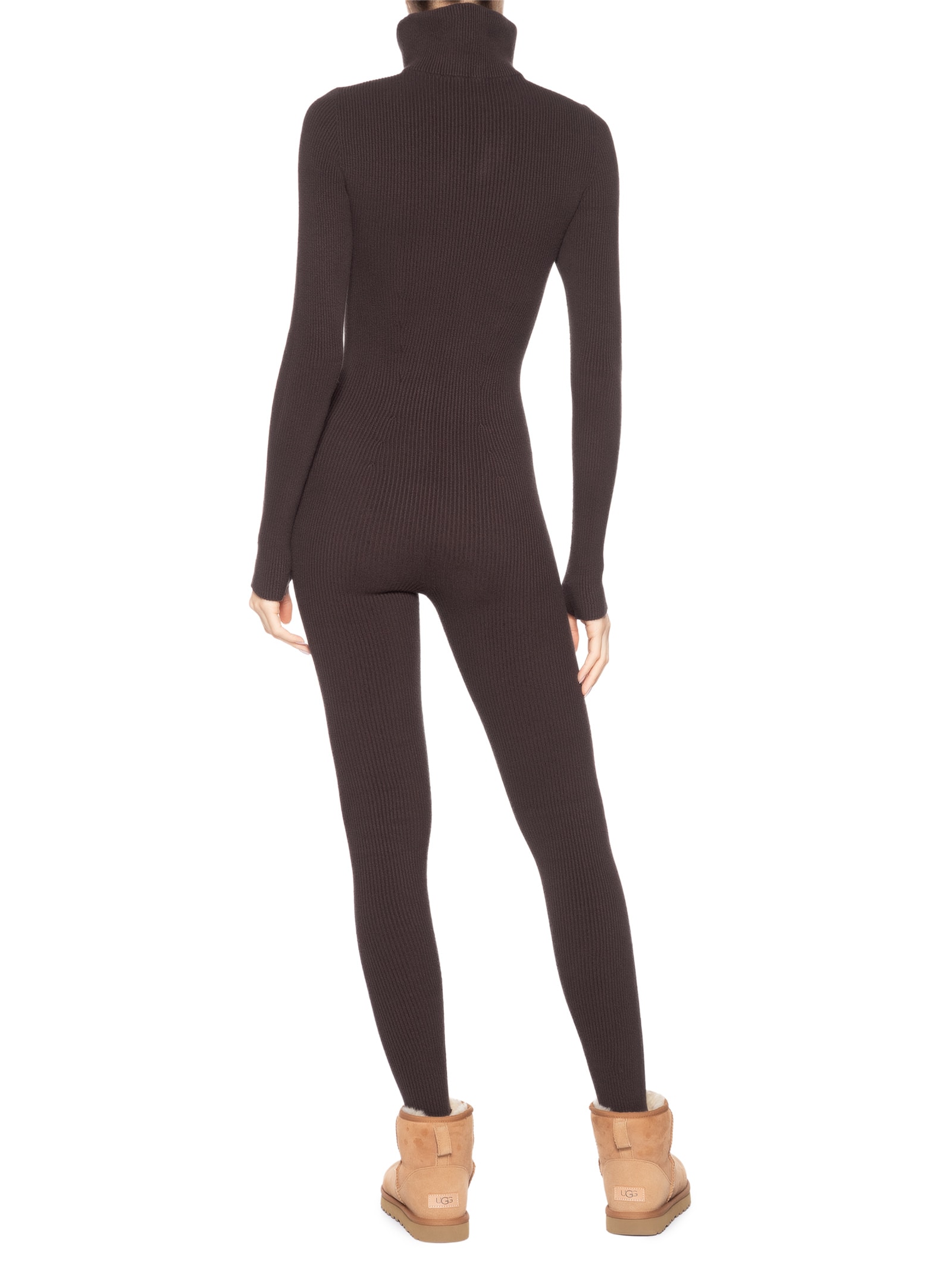 Macacão Feminino Canelado Sporty Marrom Anselmi