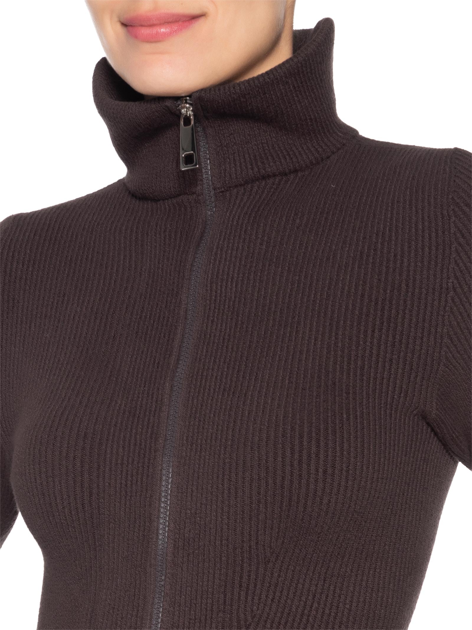 Macacão Feminino Canelado Sporty Marrom Anselmi