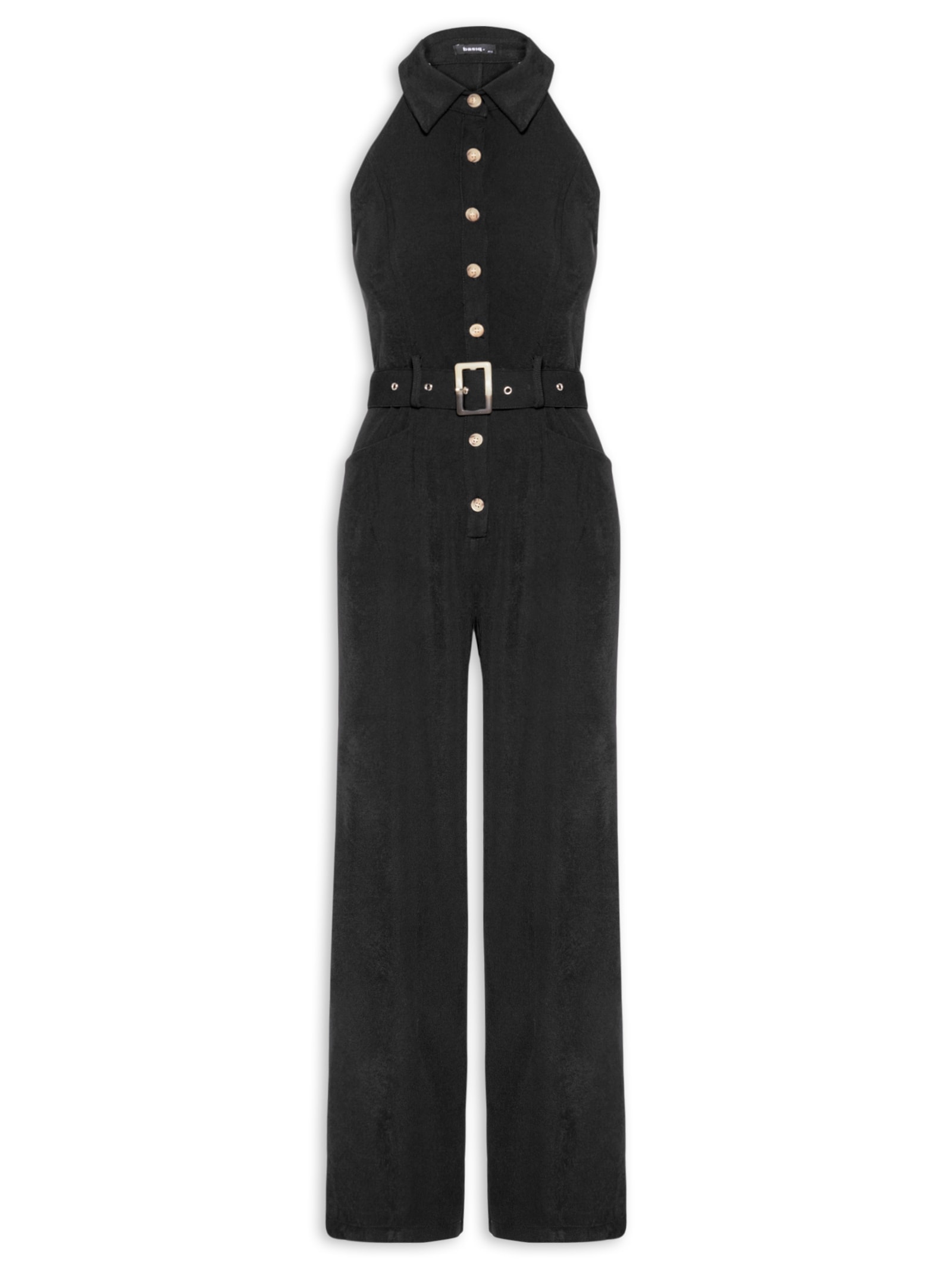 Macacão Feminino Cava Americana Preto Basiq