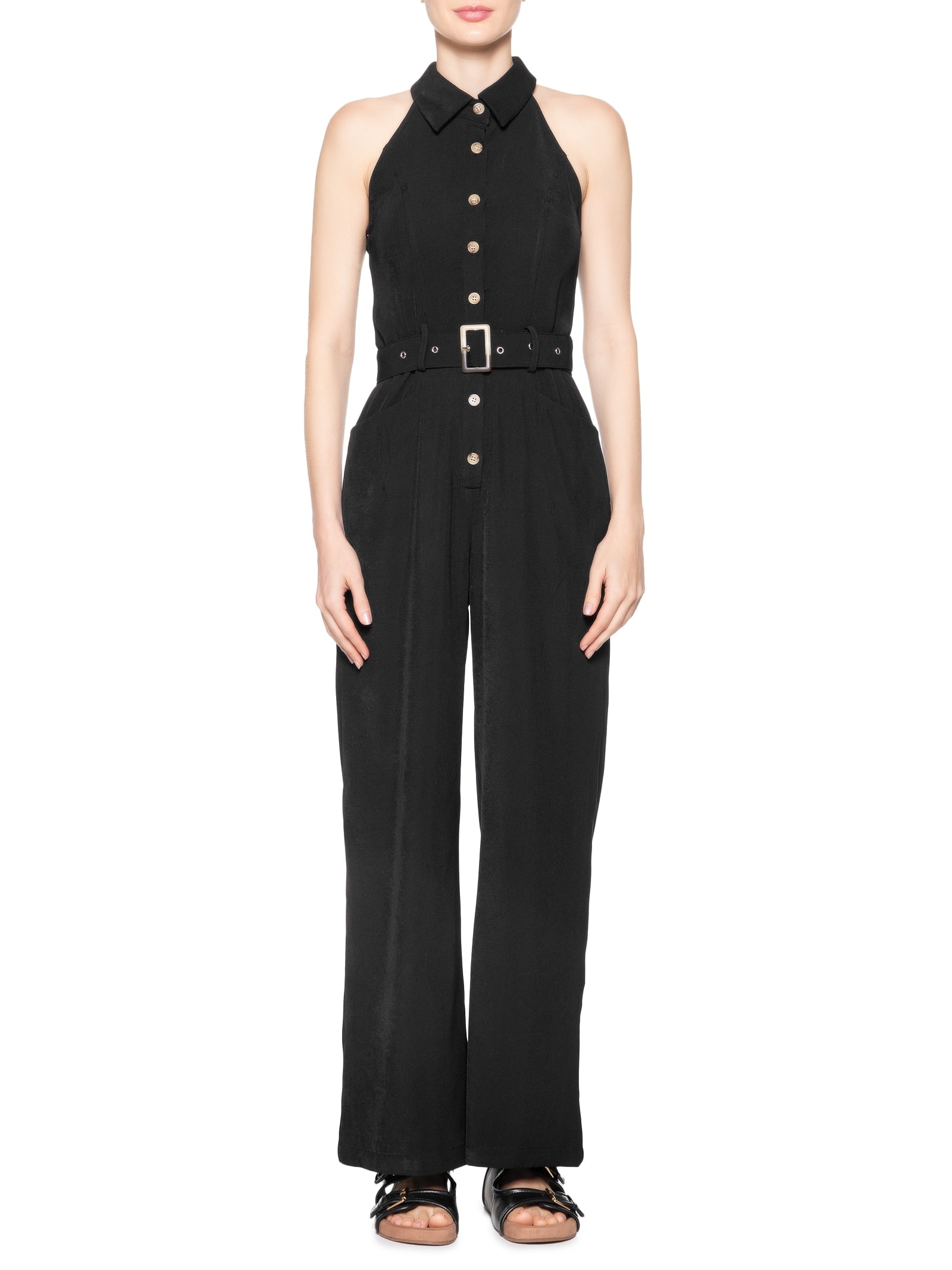 Macacão Feminino Cava Americana Preto Basiq