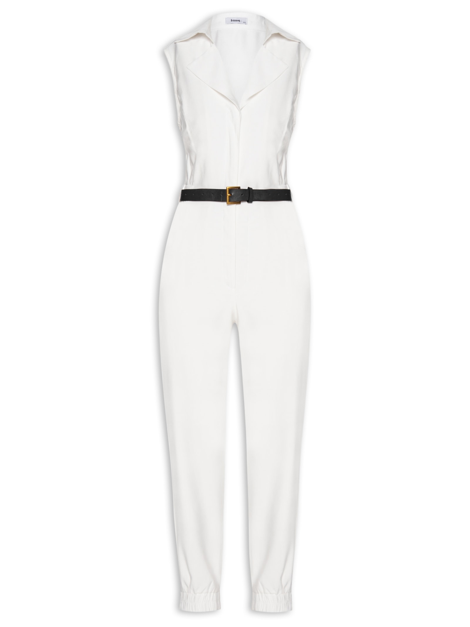 Macacão Feminino Com Cinto Jogger Off White Basiq