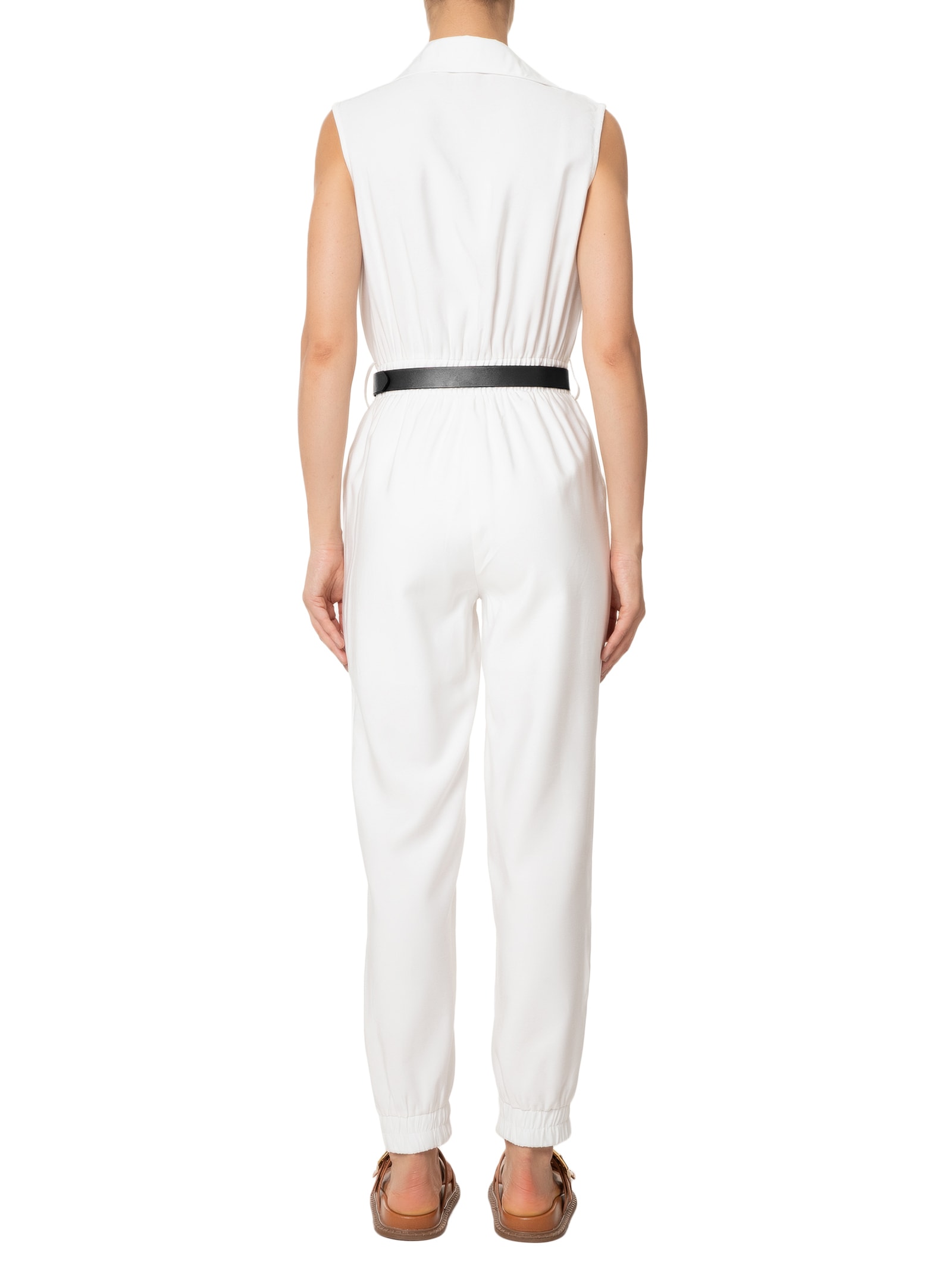 Macacão Feminino Com Cinto Jogger Off White Basiq