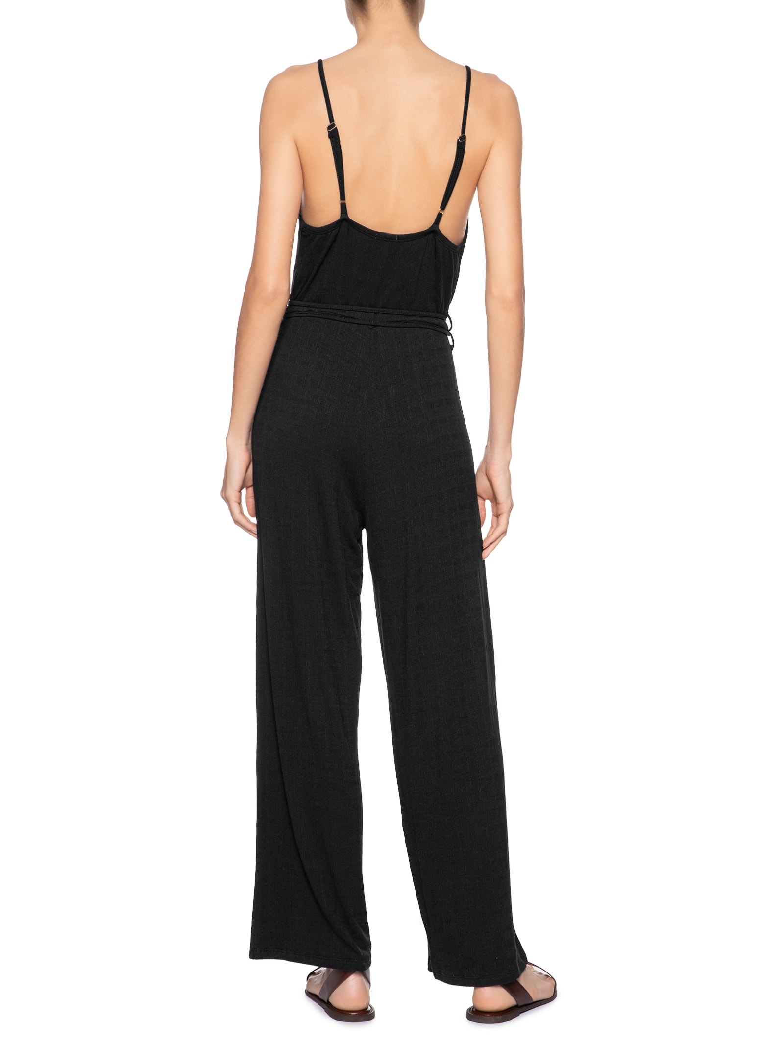 Macacão Feminino Com Cinto Preto Basiq