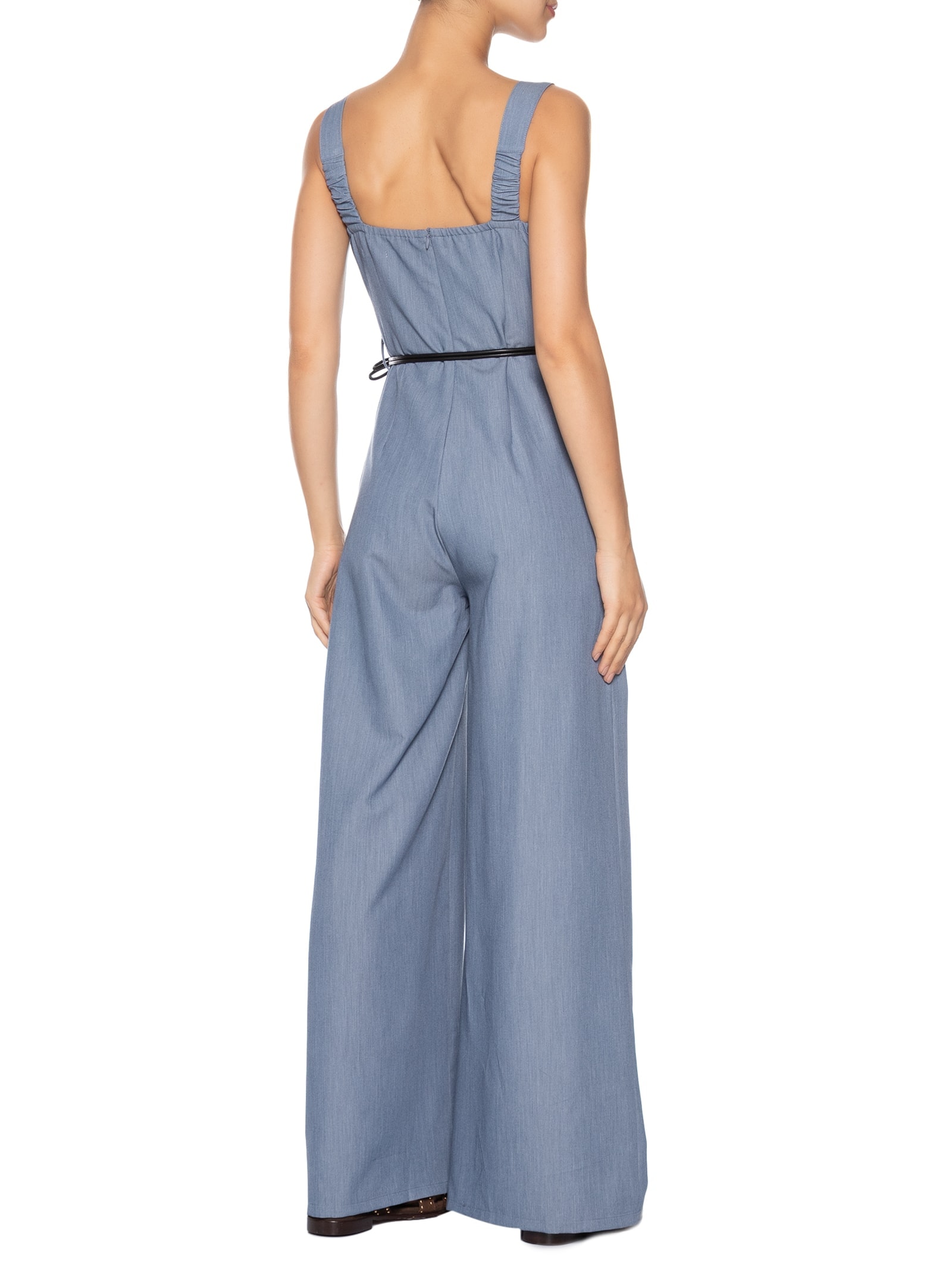 Macacão Feminino Com Cinto Removível Azul Market 33