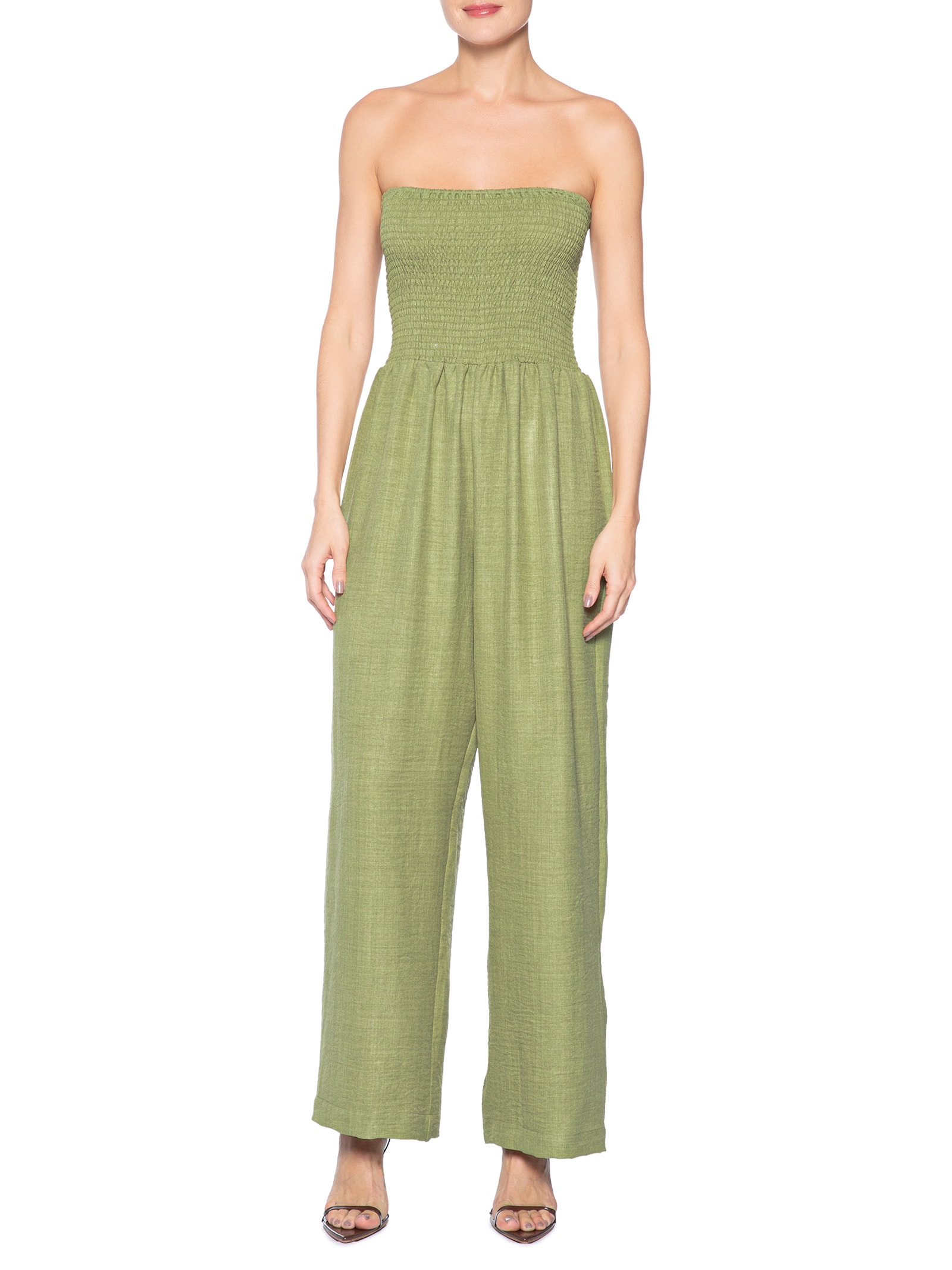 Macacão Feminino Com Lastex Verde Market 33