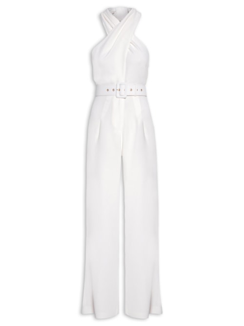 Macacão Feminino Com Transpasse E Decote Nas Costas – Branco