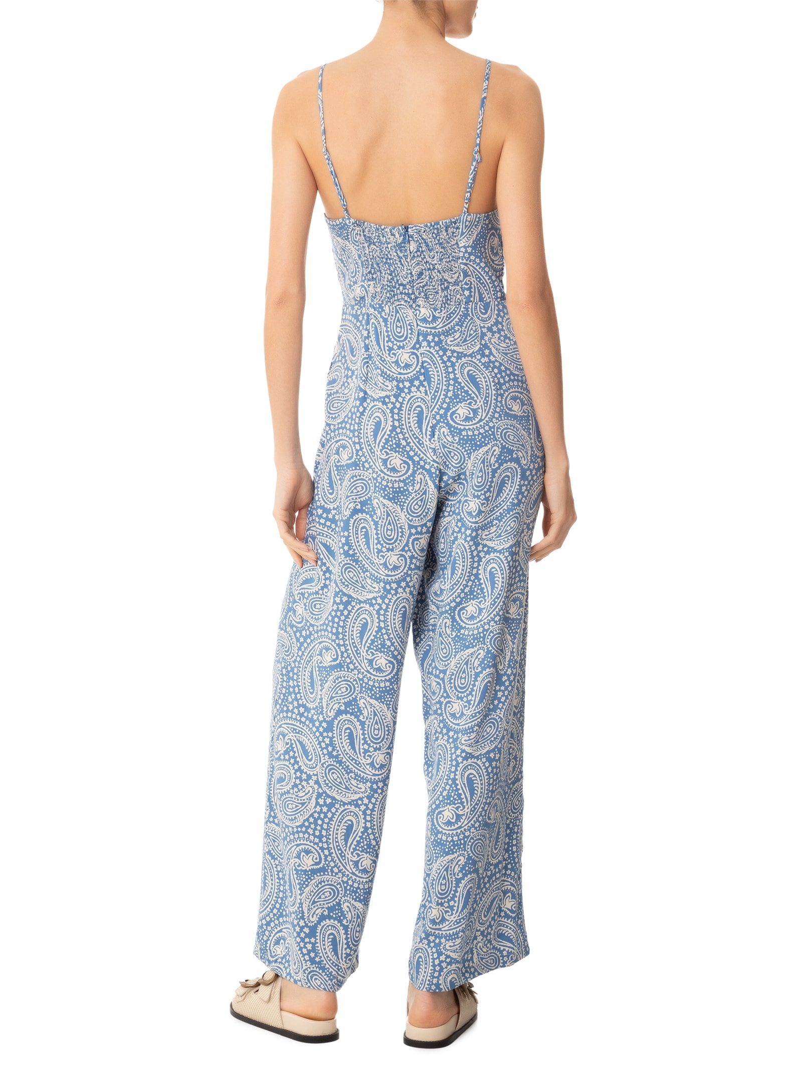 Macacão Feminino Crepe Estampa Céu Sereno Azul Dress To