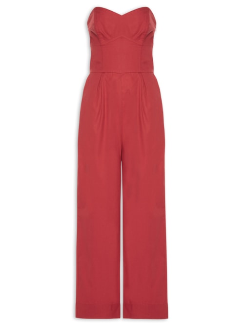 Macacão Feminino Cropped Alfaiataria – Vermelho