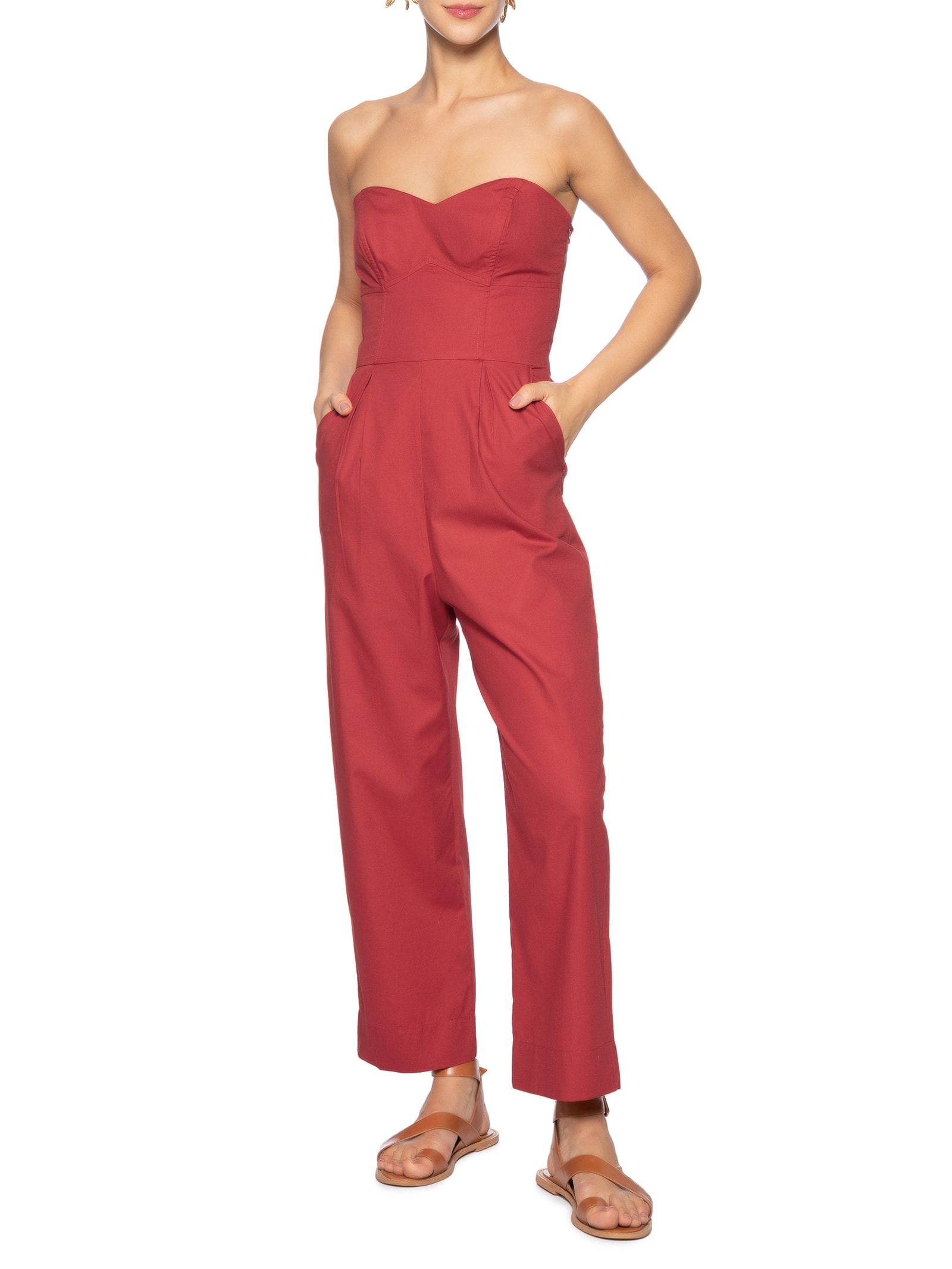 Macacão Feminino Cropped Alfaiataria Vermelho Dress To