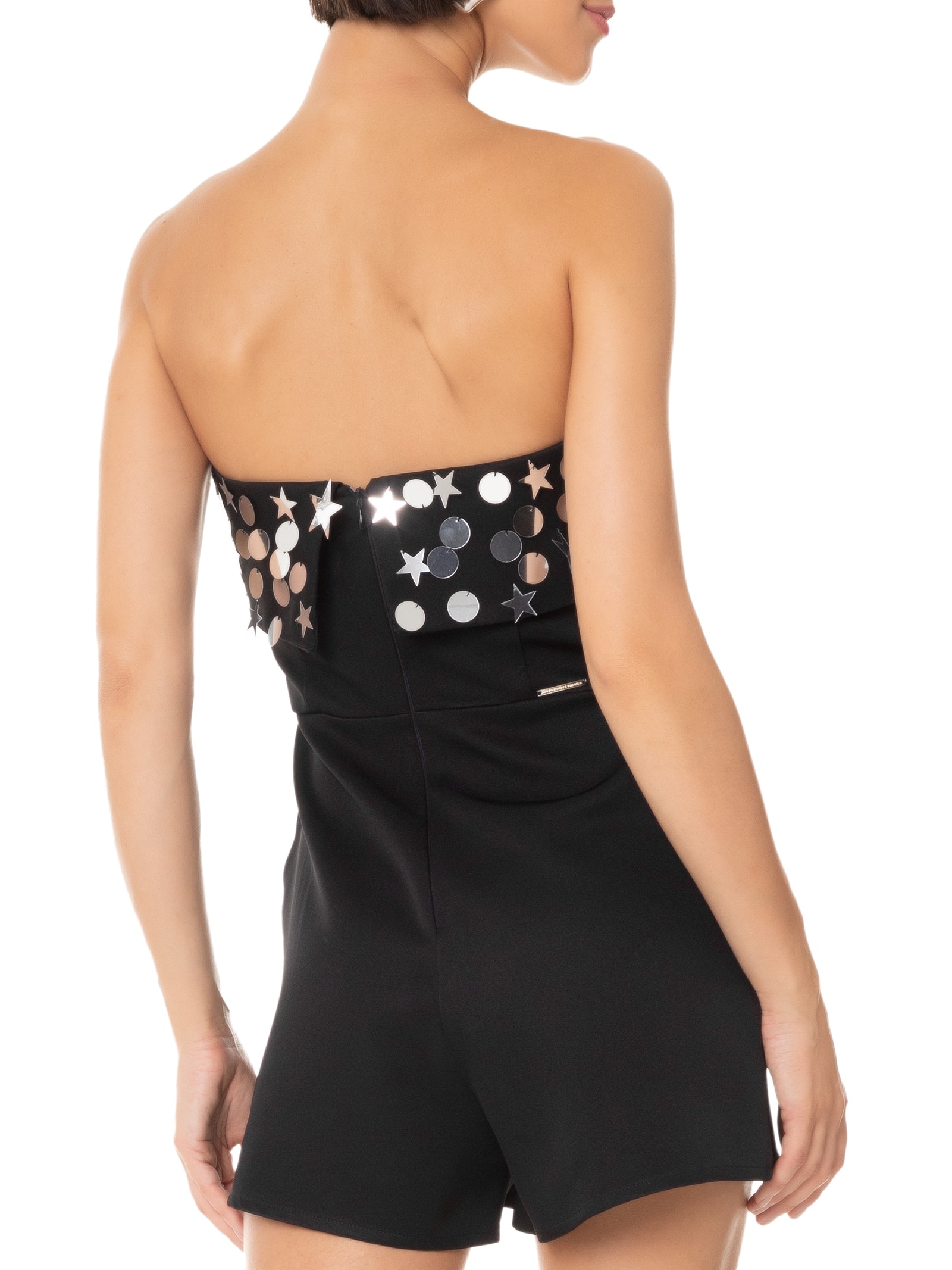 Macacão Feminino Curto Com Aplicações Preto My Favorite Things