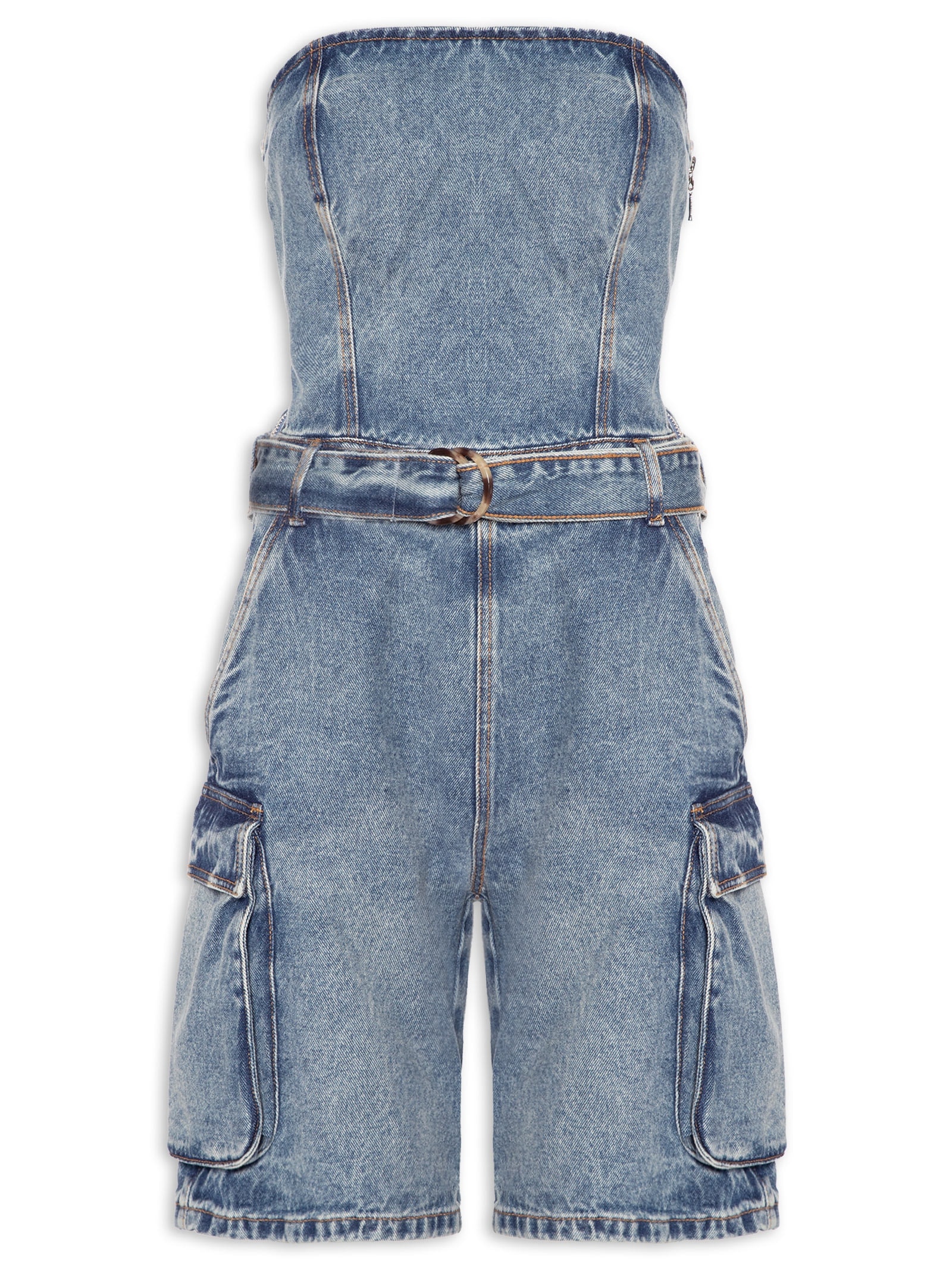 Macacão Feminino Curto Jeans Azul My Favorite