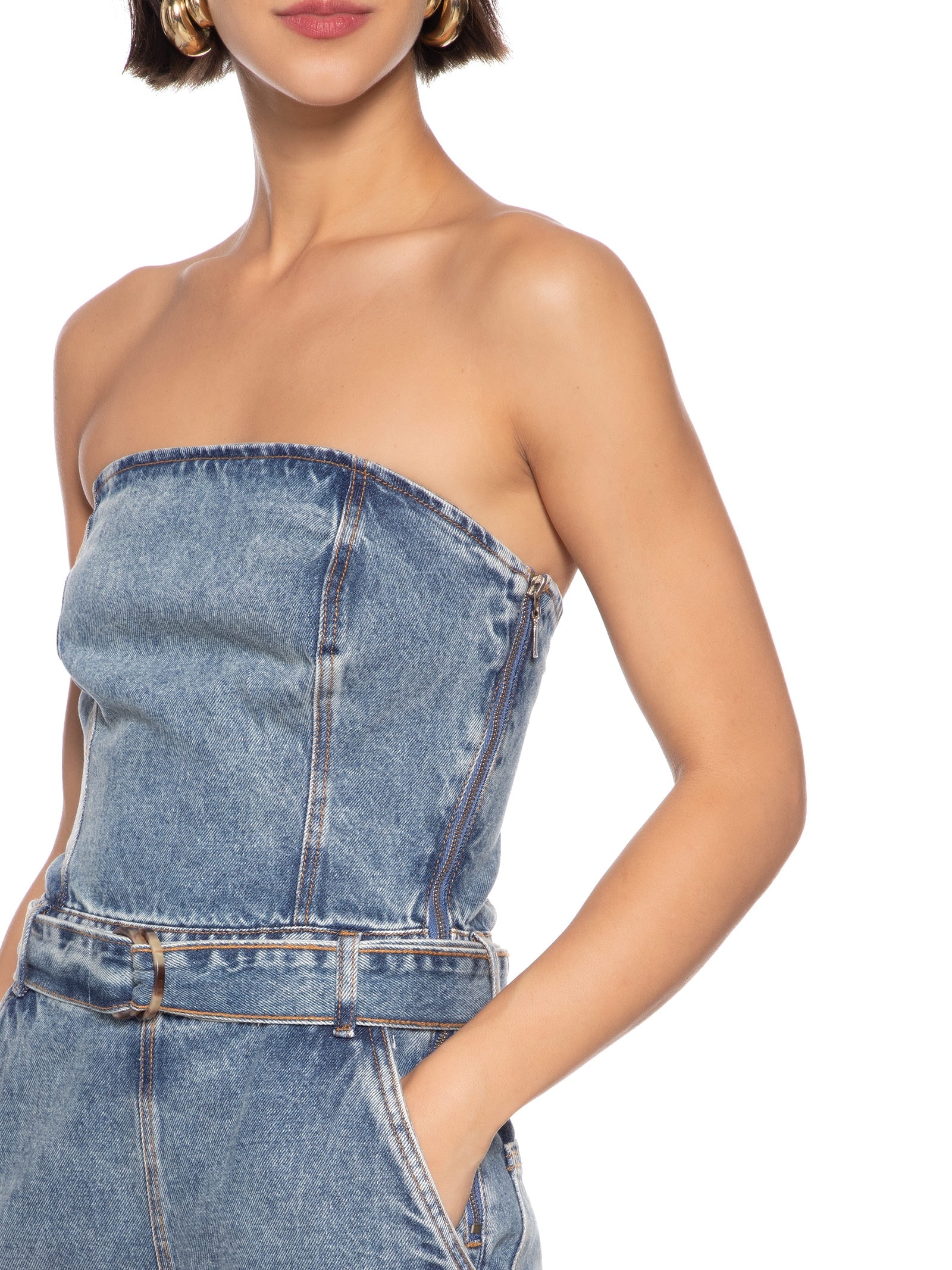 Macacão Feminino Curto Jeans Azul My Favorite