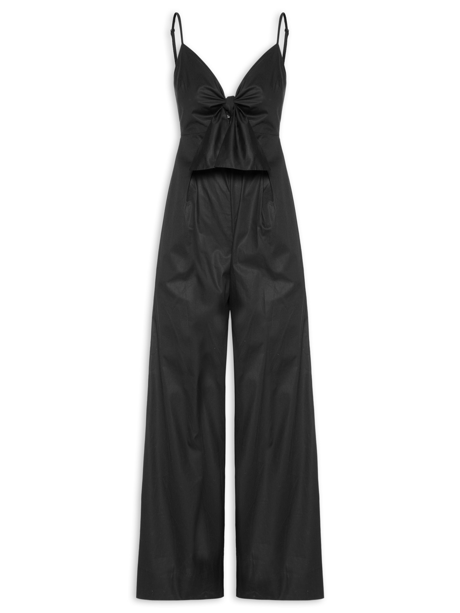 Macacão Feminino De Algodão Decote Laço Preto Animale