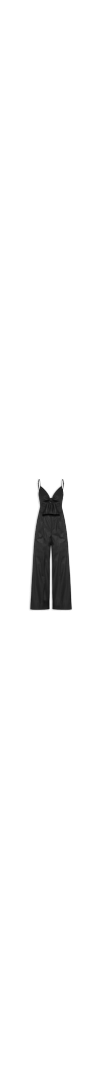 Macacão Feminino De Algodão Decote Laço - Preto