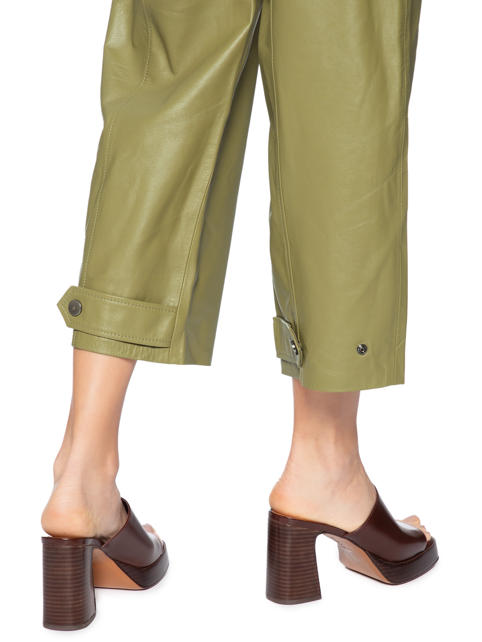 Macacão Feminino De Couro Zíper Frontal Verde Animale