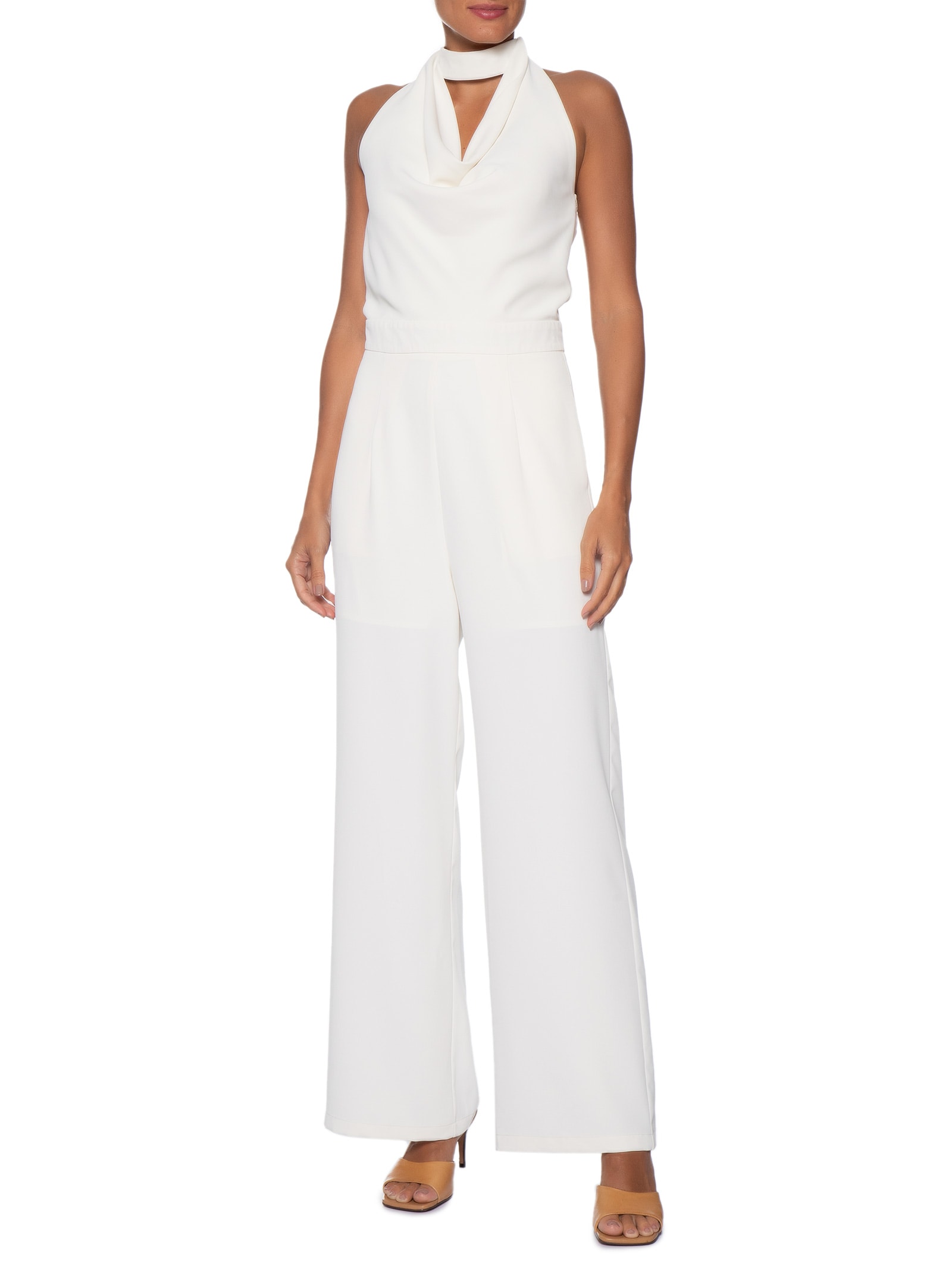 Macacão Feminino Decote Degagê  – Off White '2Essential