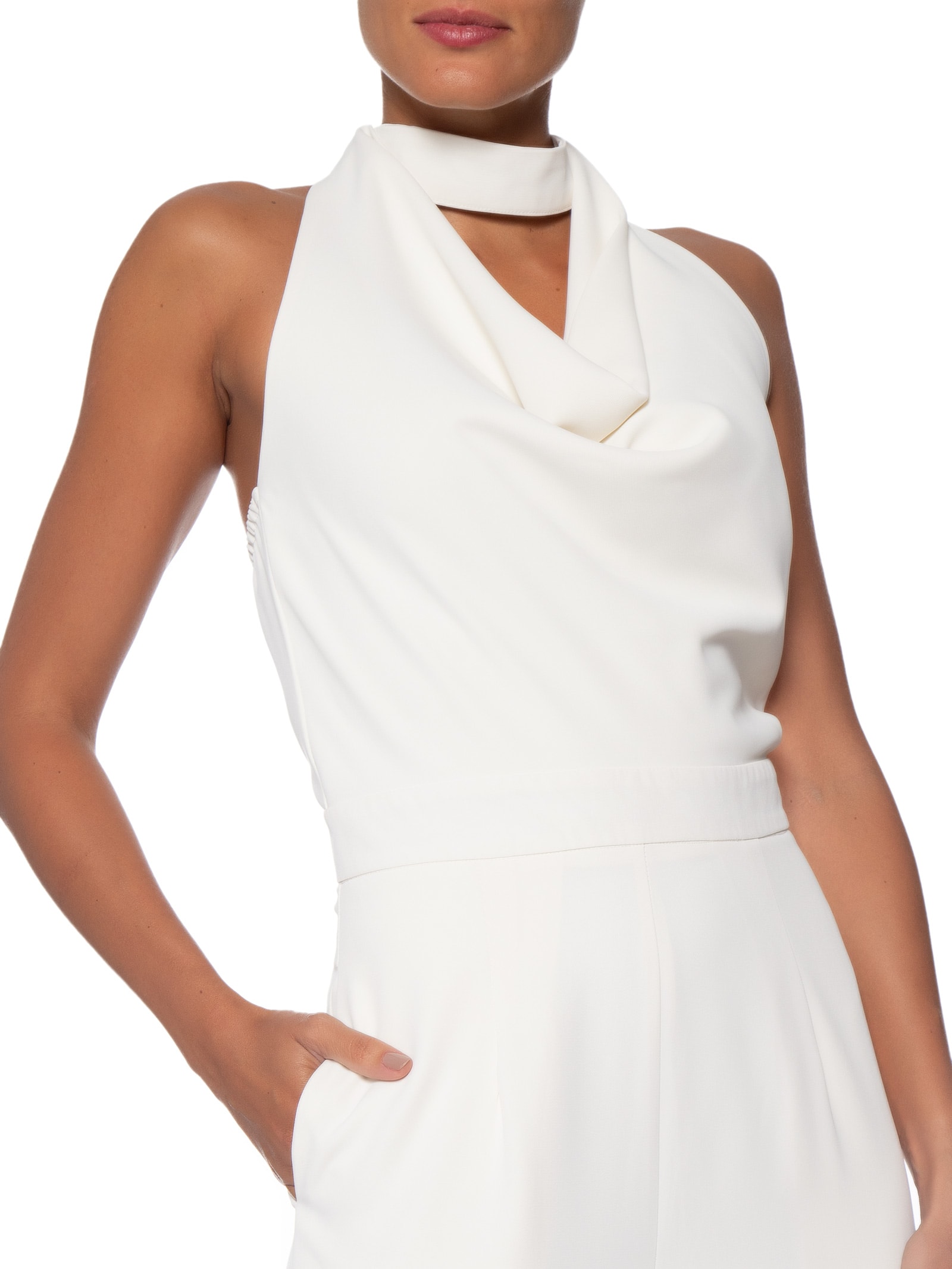 Macacão Feminino Decote Degagê  – Off White '2Essential