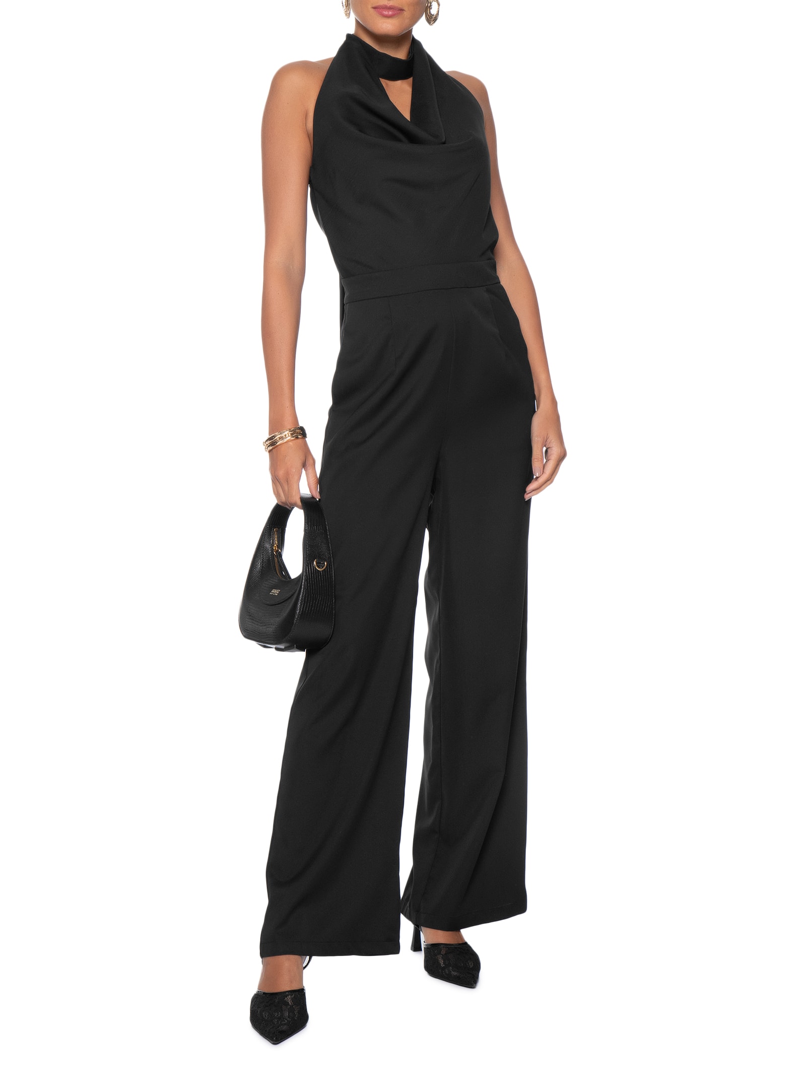 Macacão Feminino Decote Degagê  – Preto '2Essential