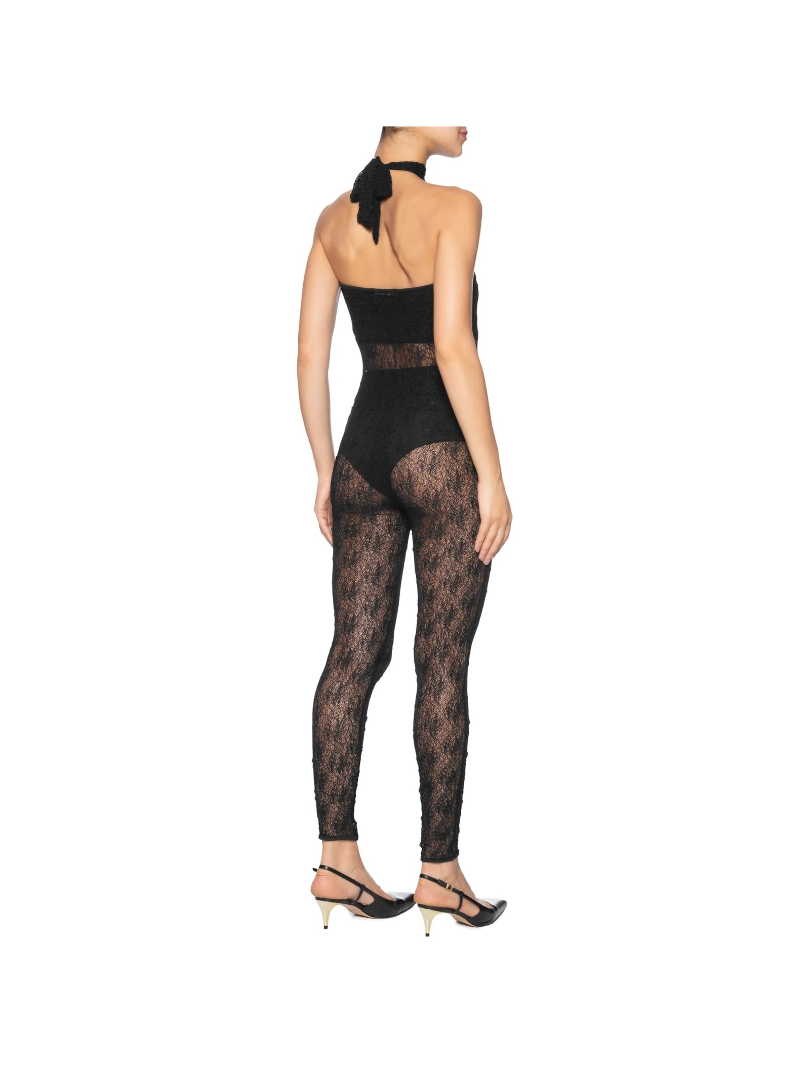 Macacão Feminino Decote Halter Em Renda Preto '2Essential