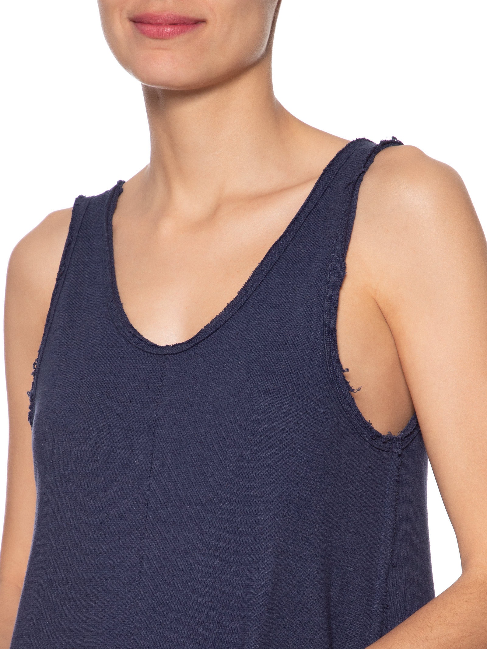 Macacão Feminino Decote Rústico Desfiado Azul Osklen