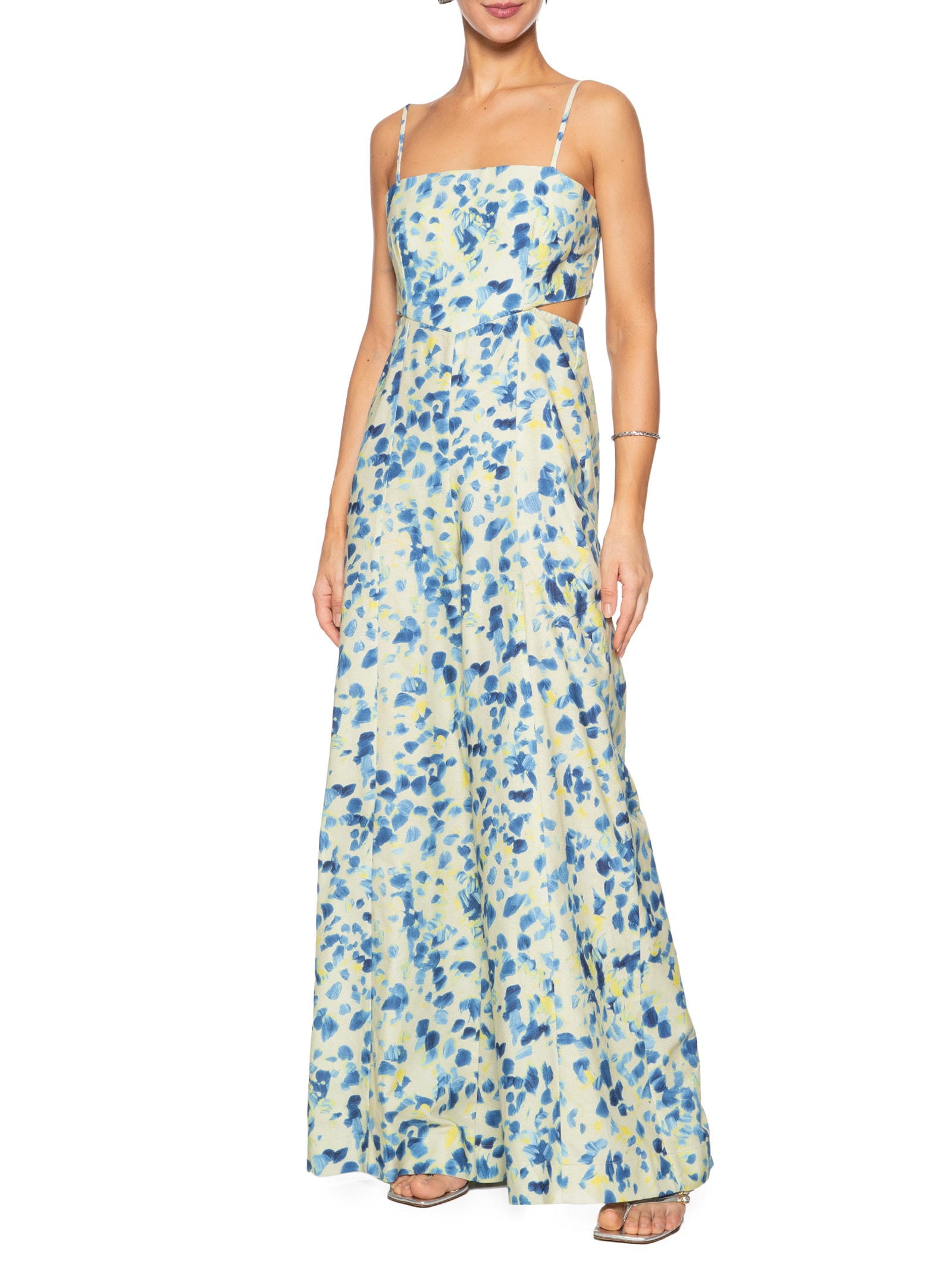 Macacão Feminino Est Textura Pincel Tofu Azul Animale Jeans