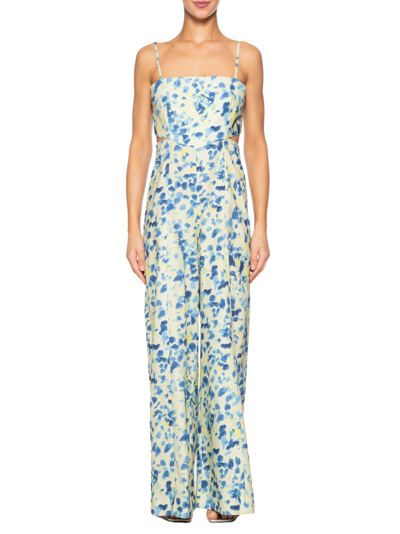 Macacão Feminino Est Textura Pincel Tofu Azul Animale Jeans