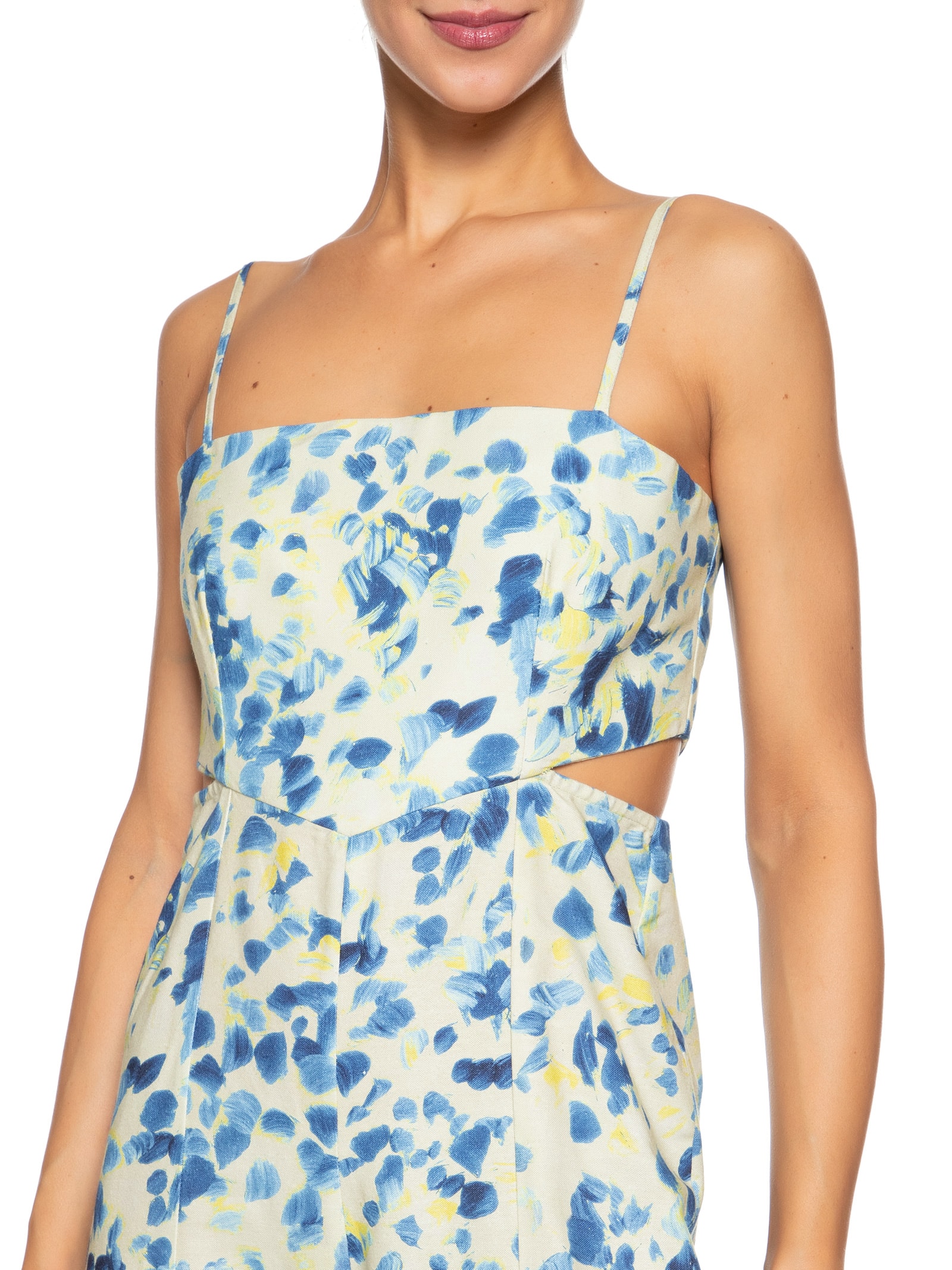 Macacão Feminino Est Textura Pincel Tofu Azul Animale Jeans