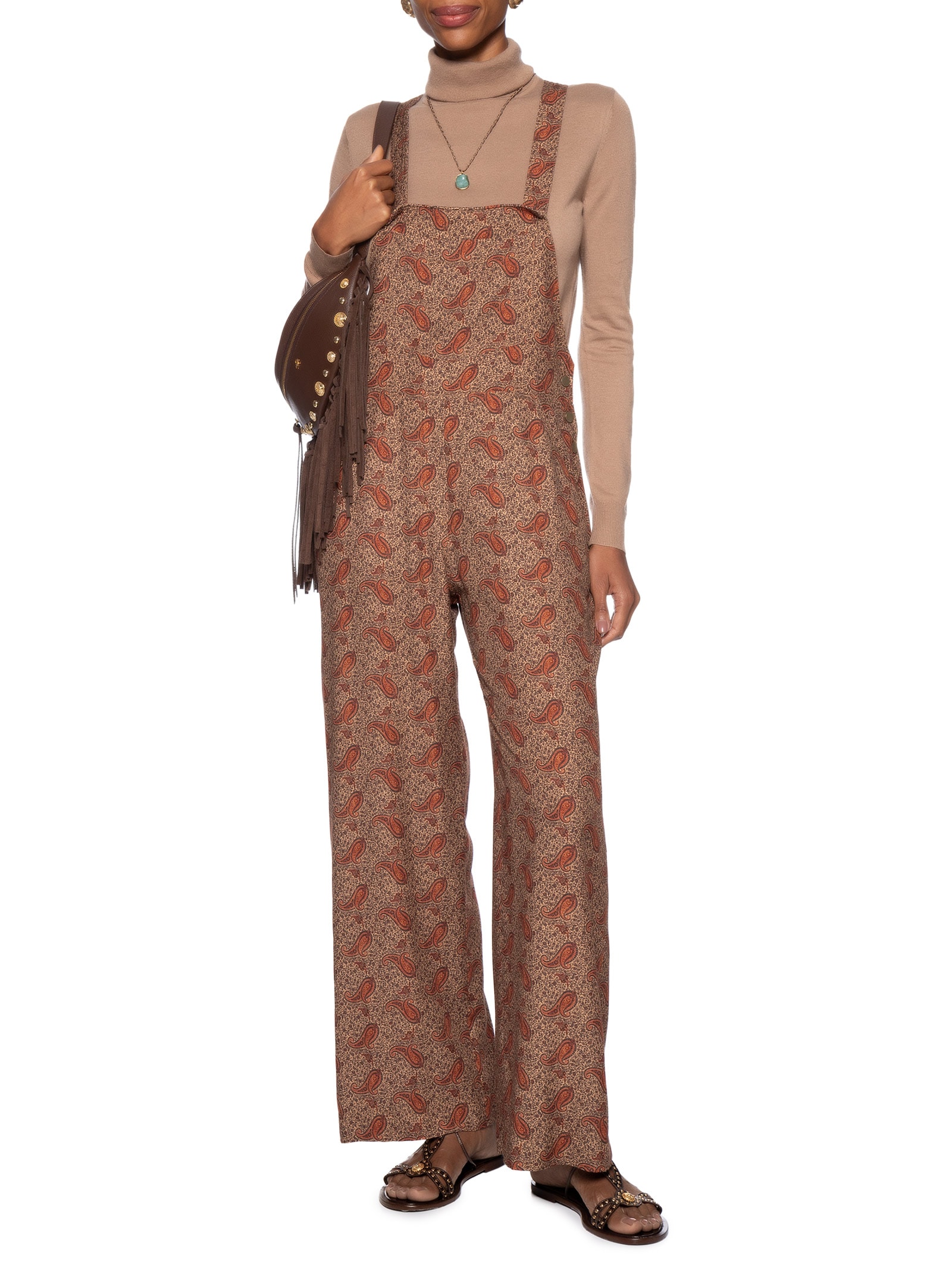 Macacão Feminino Estampa Maya Marrom Maria Filó