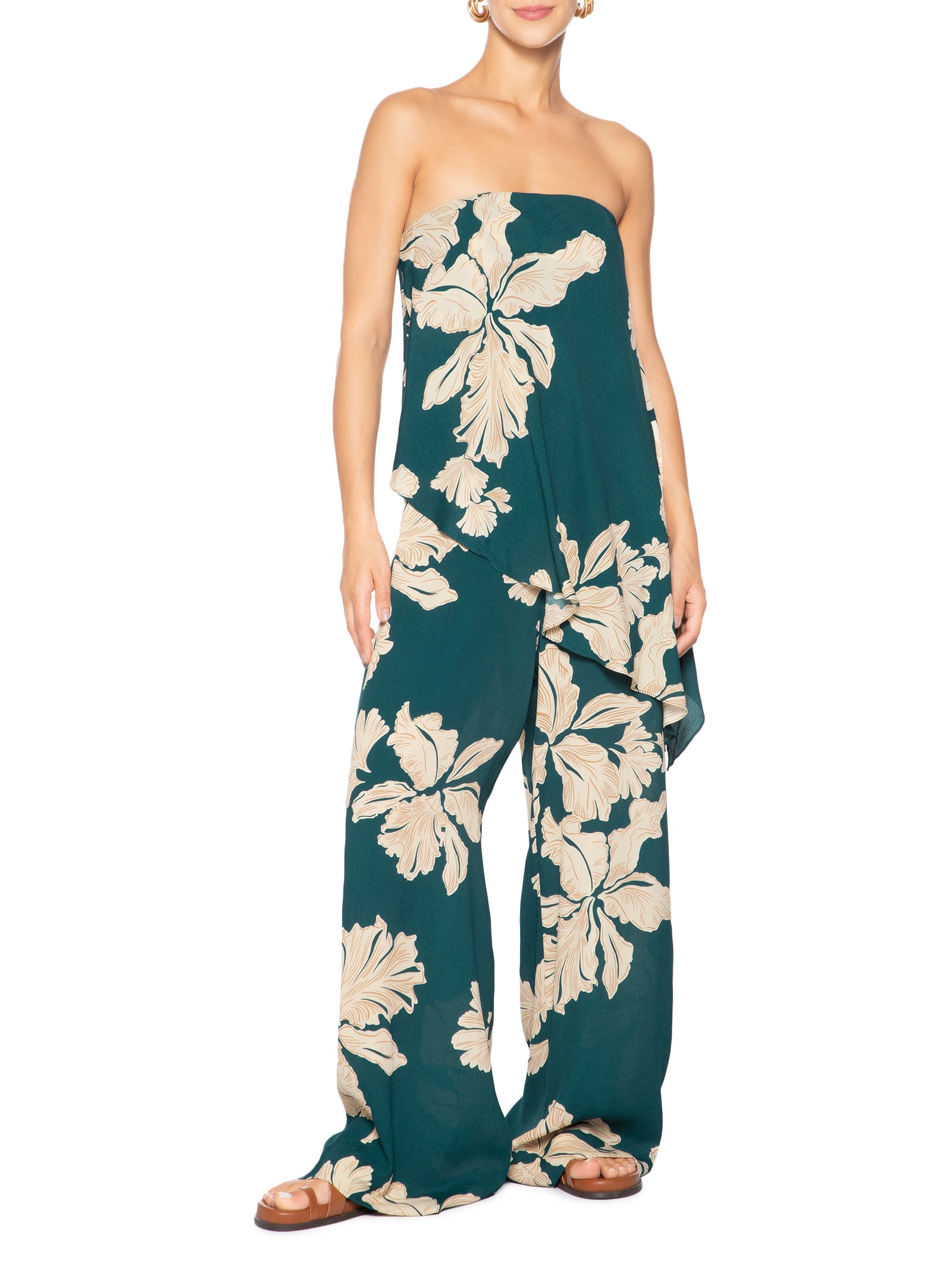 Macacão Feminino Estampa Pétala Verde Dress To