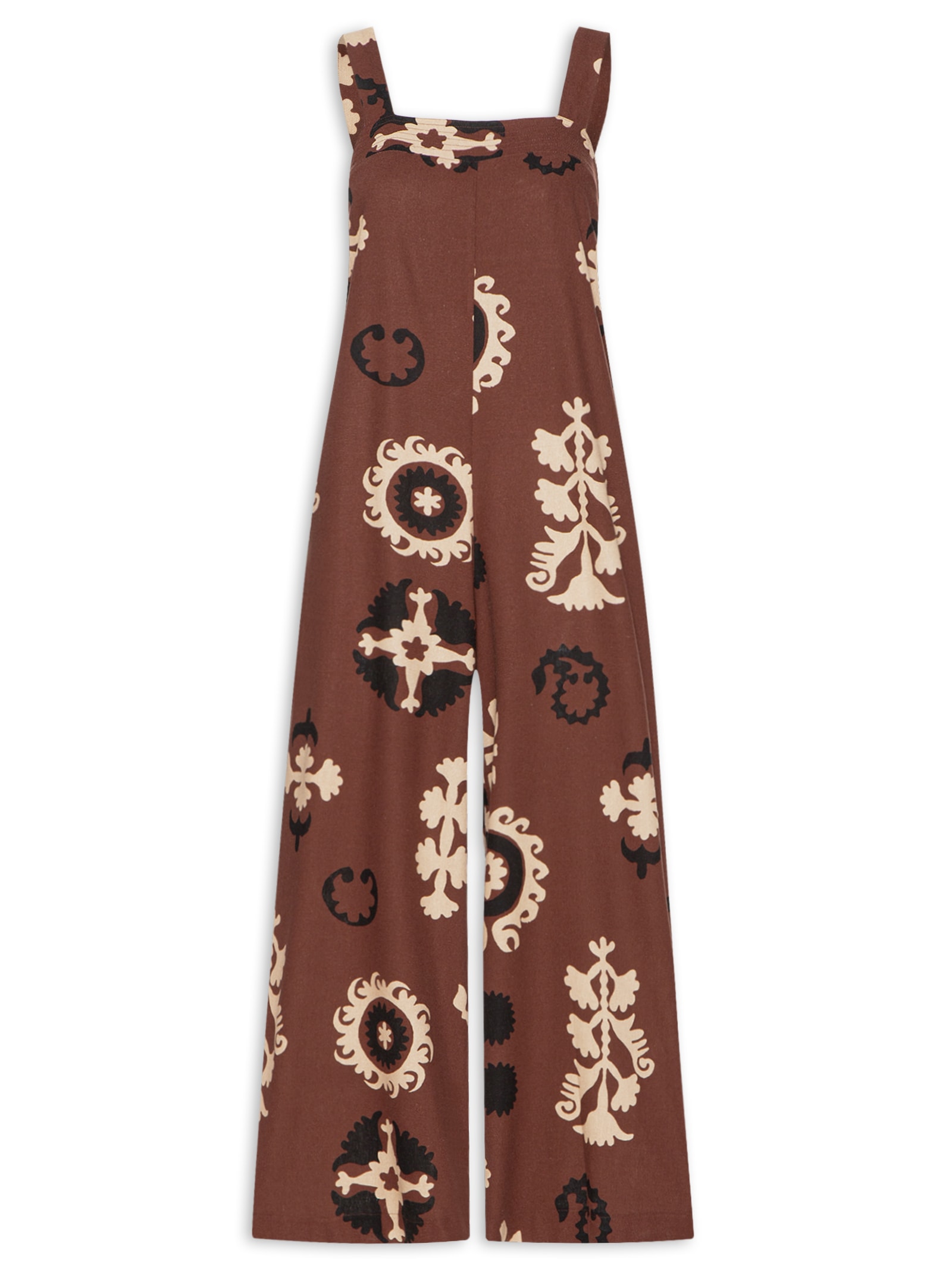 Macacão Feminino Estampa Ramani Marrom Cantão