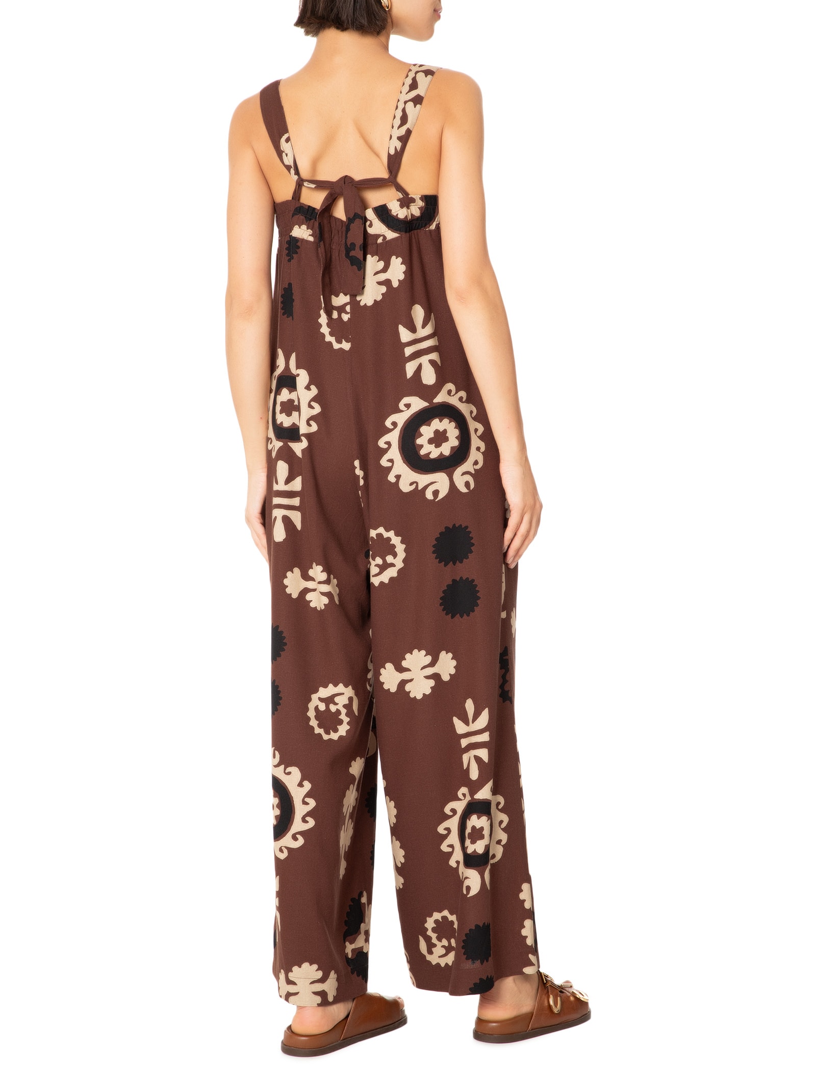 Macacão Feminino Estampa Ramani Marrom Cantão