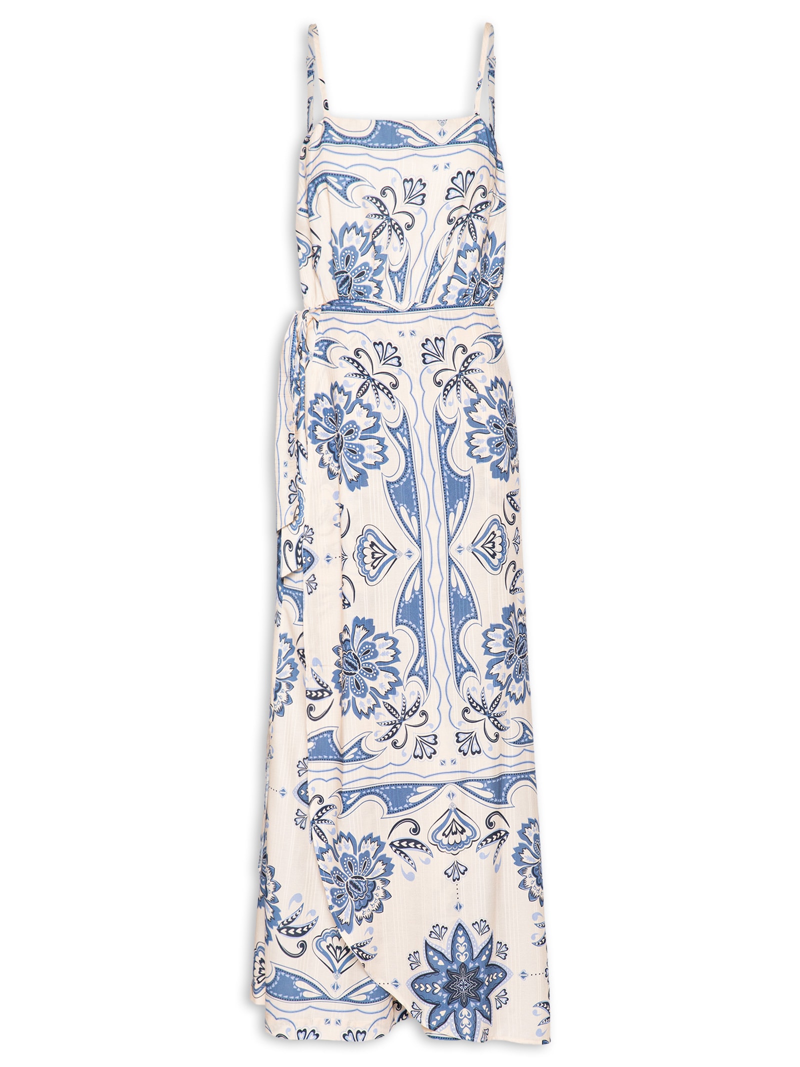 Macacão Feminino Estampado Amarração Removível Branco Cacay