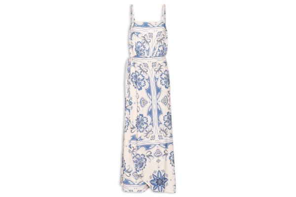 Macacão Feminino Estampado Amarração Removível - Branco