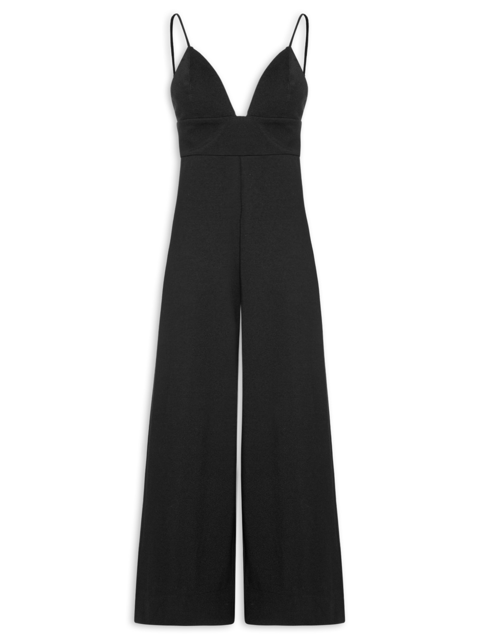 Macacão Feminino Estruturado Amplo Preto Animale