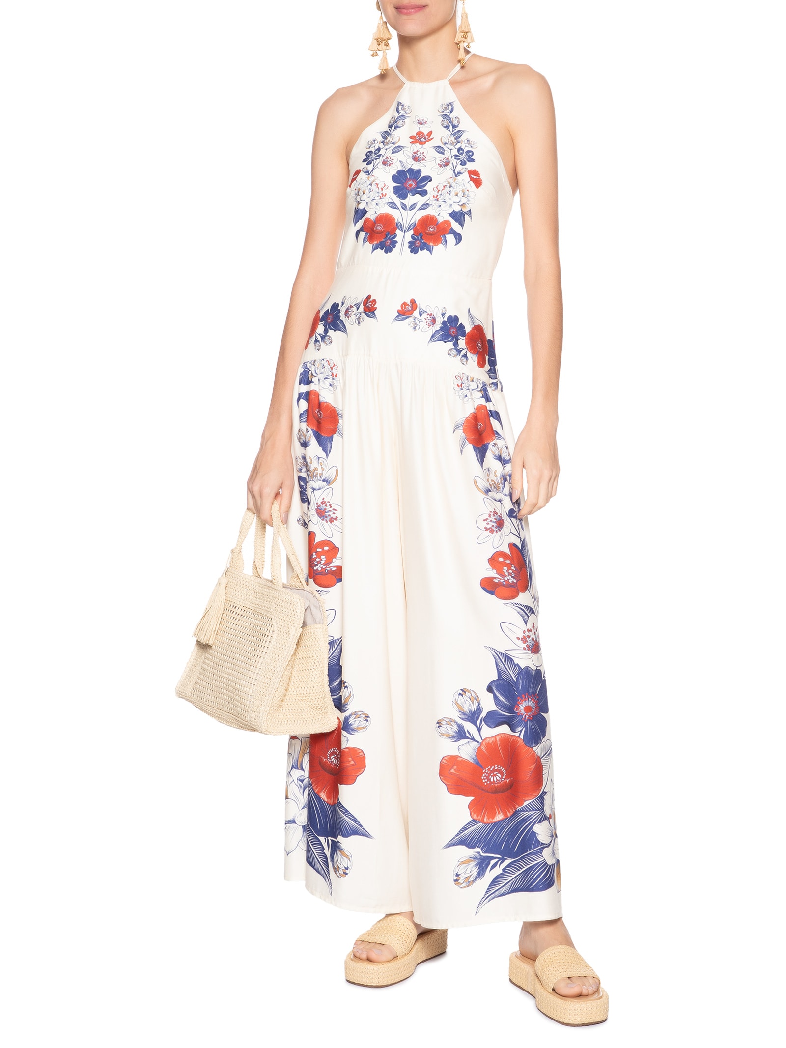 Macacão Feminino Floral Lina Branco Farm