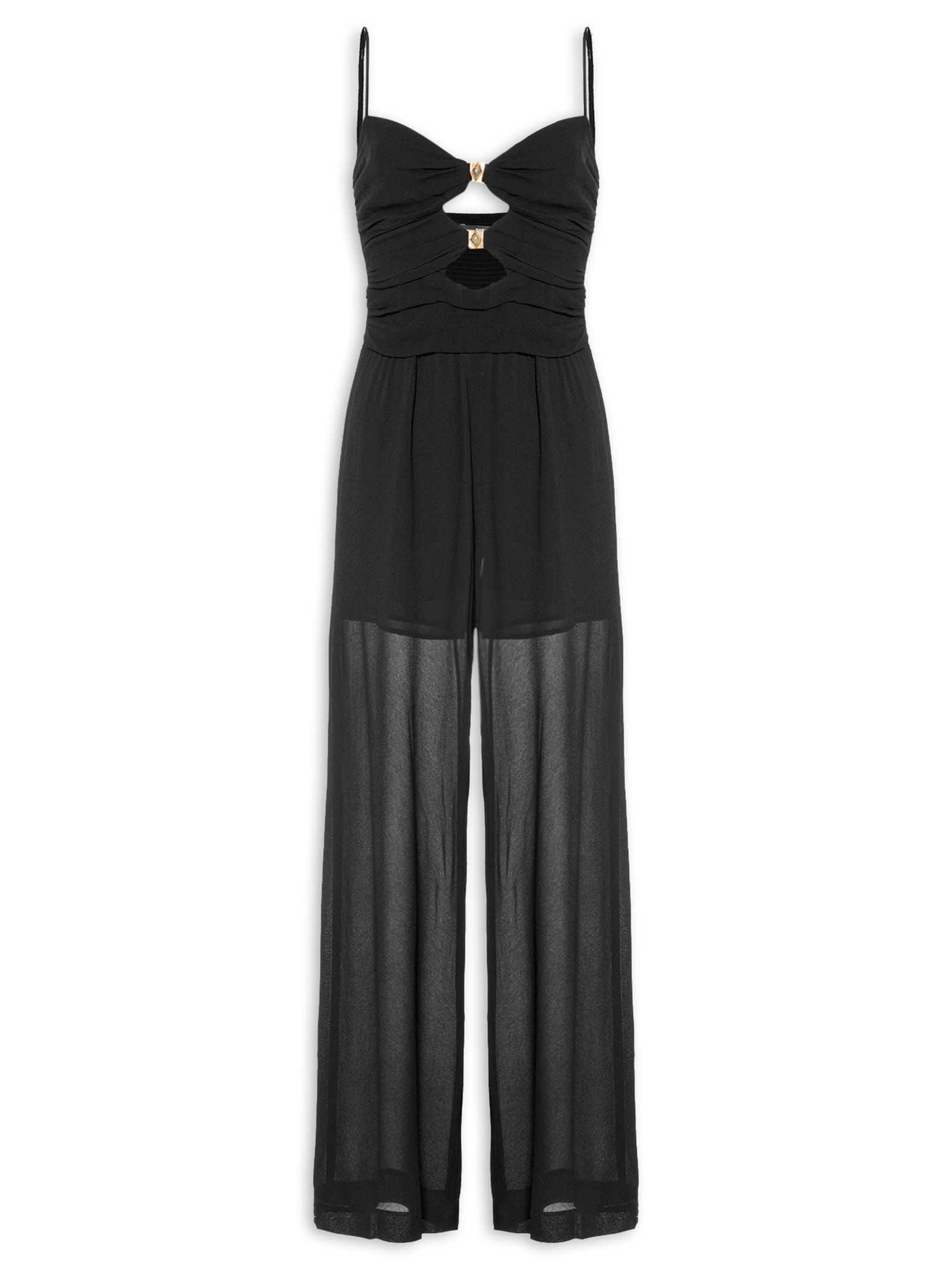 Macacão Feminino GGT Busto Metais Preto Maria Filó
