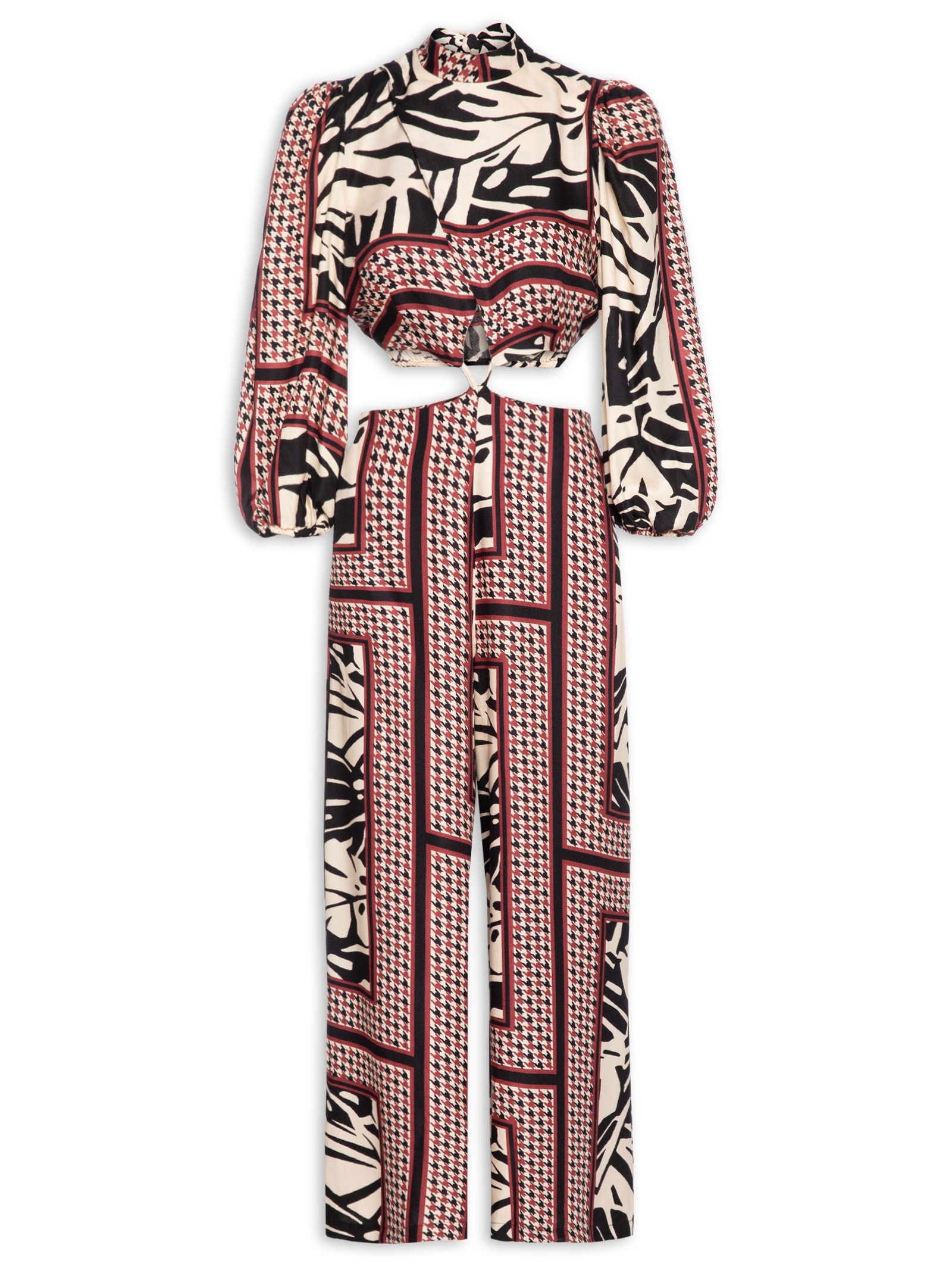 Macacão Feminino Gola Alta Manga Comprida Preto Cacay