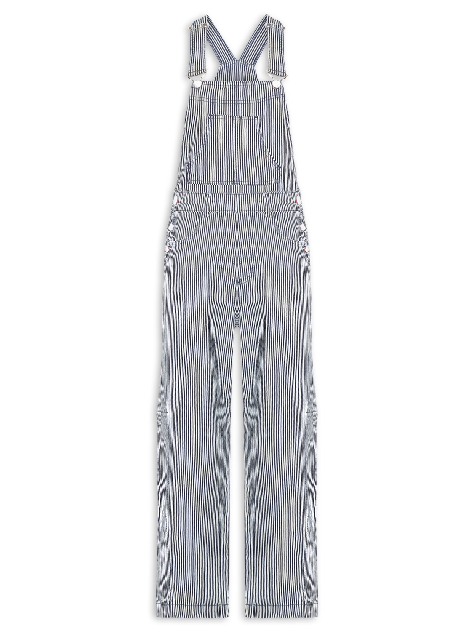 Macacão Feminino Jardineira Jeans Listra Navegar Preto Cantão