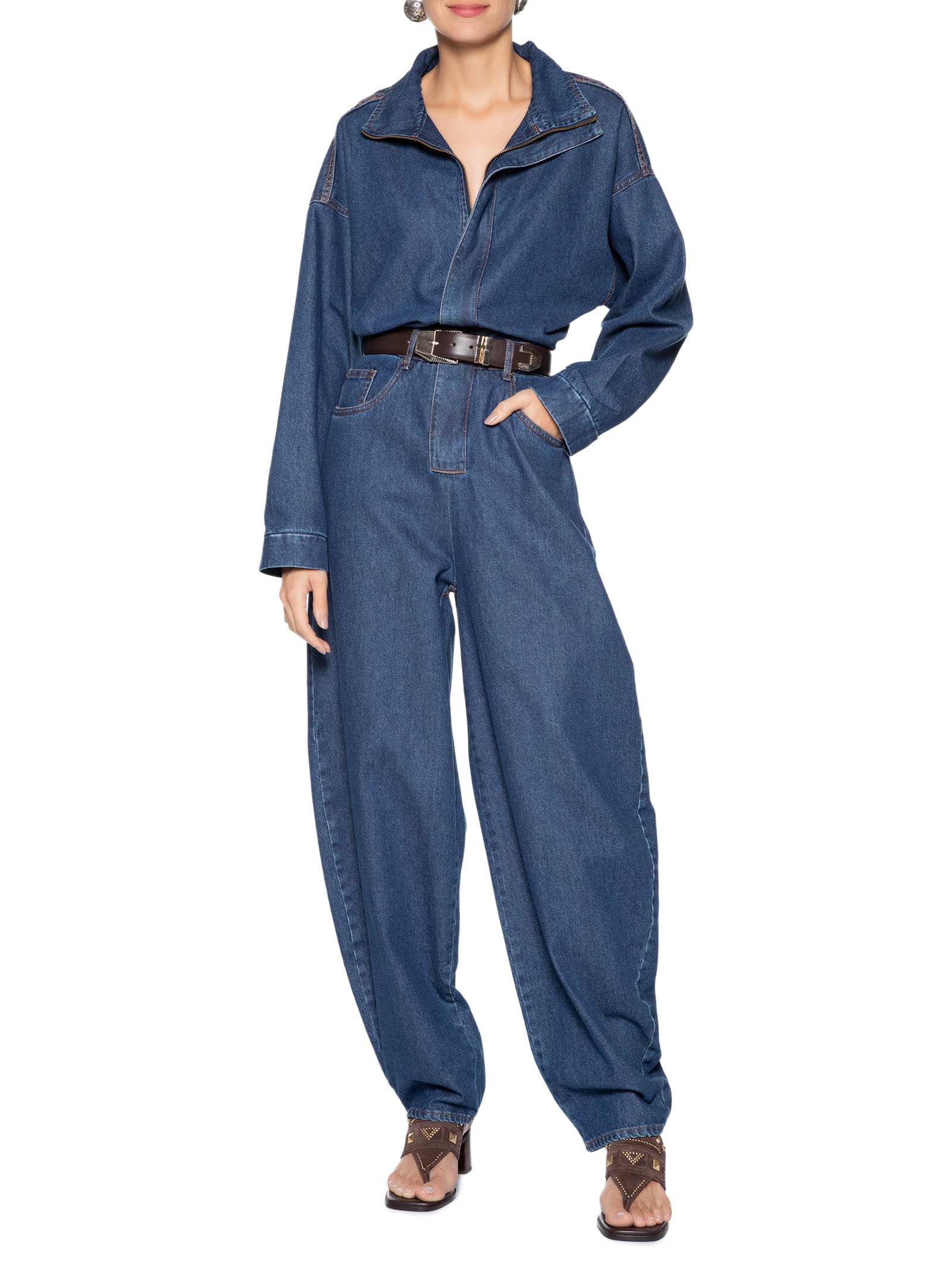 Macacão Feminino Jeans Baggy Azul Animale Jeans