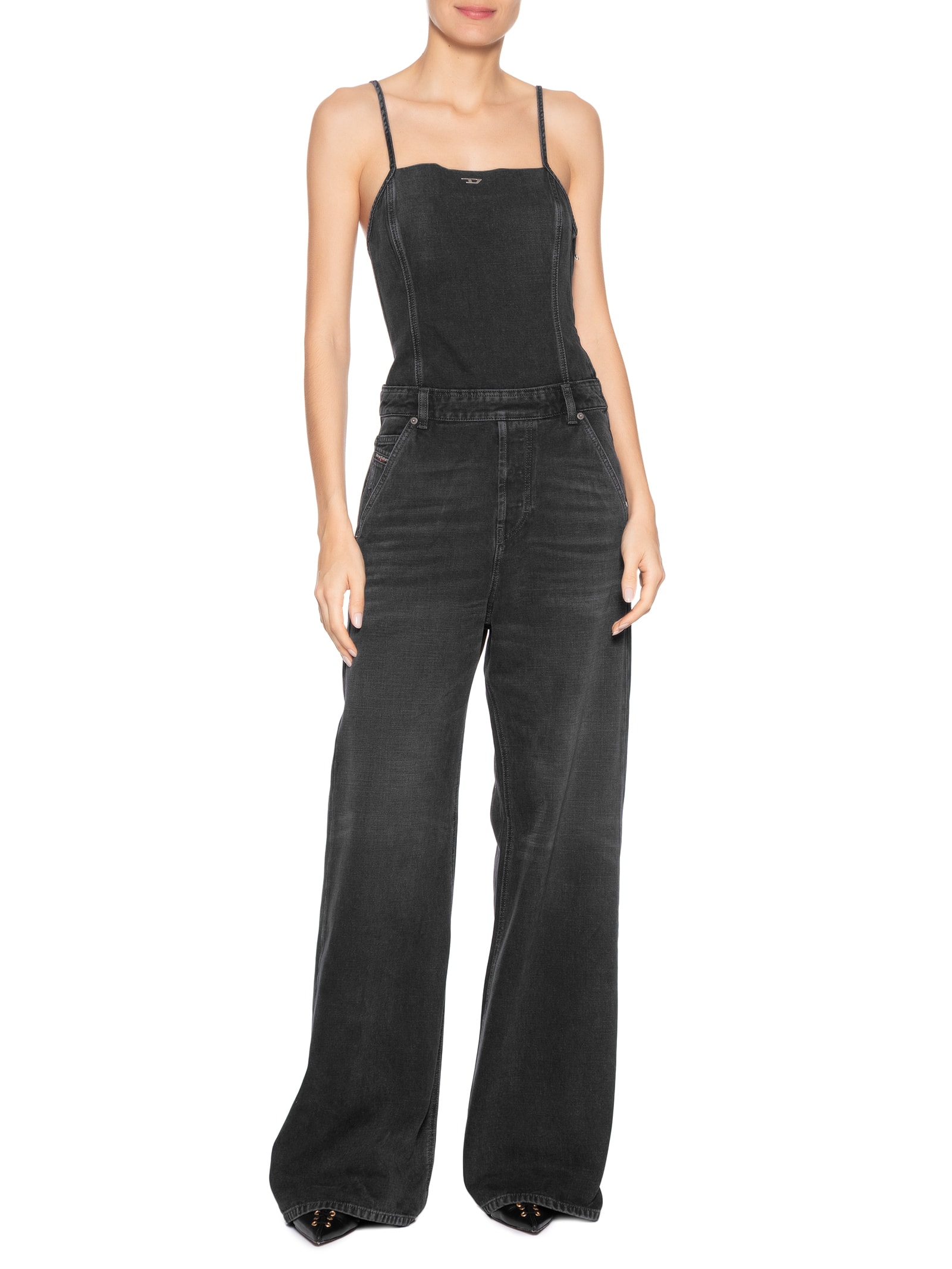 Macacão Feminino Jeans De-Vors Overalls Preto Diesel