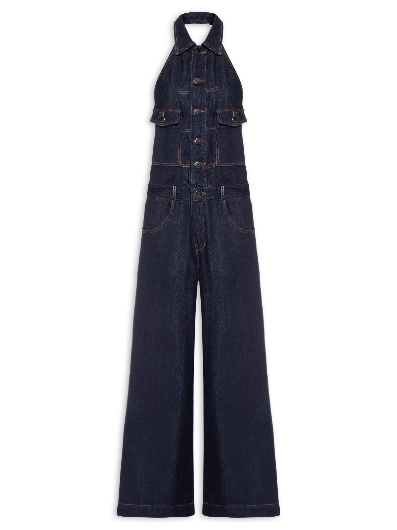 Macacão Feminino Jeans Decote Halter Azul Animale