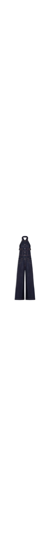 Macacão Feminino Jeans Decote Halter - Azul