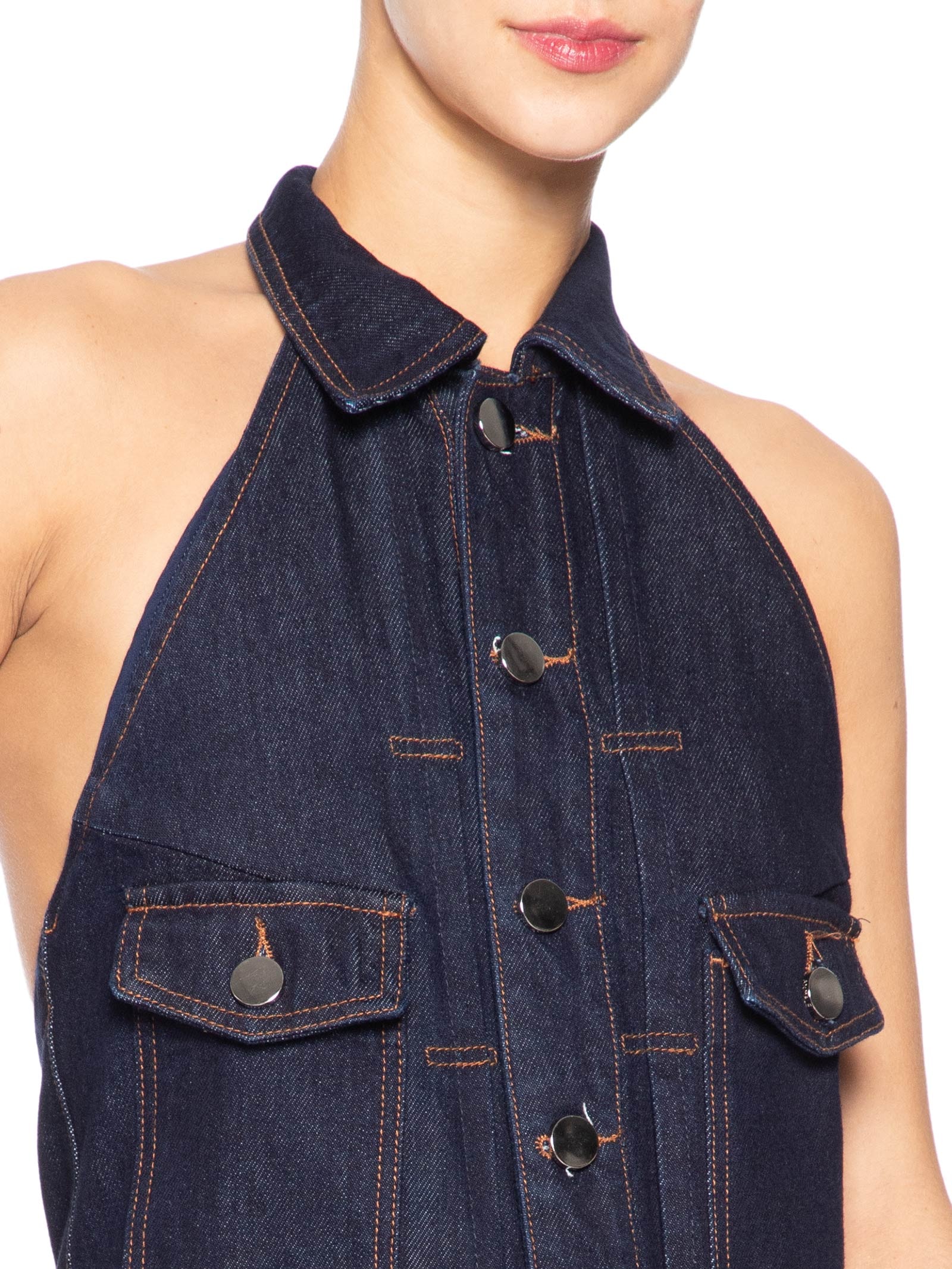 Macacão Feminino Jeans Decote Halter Azul Animale