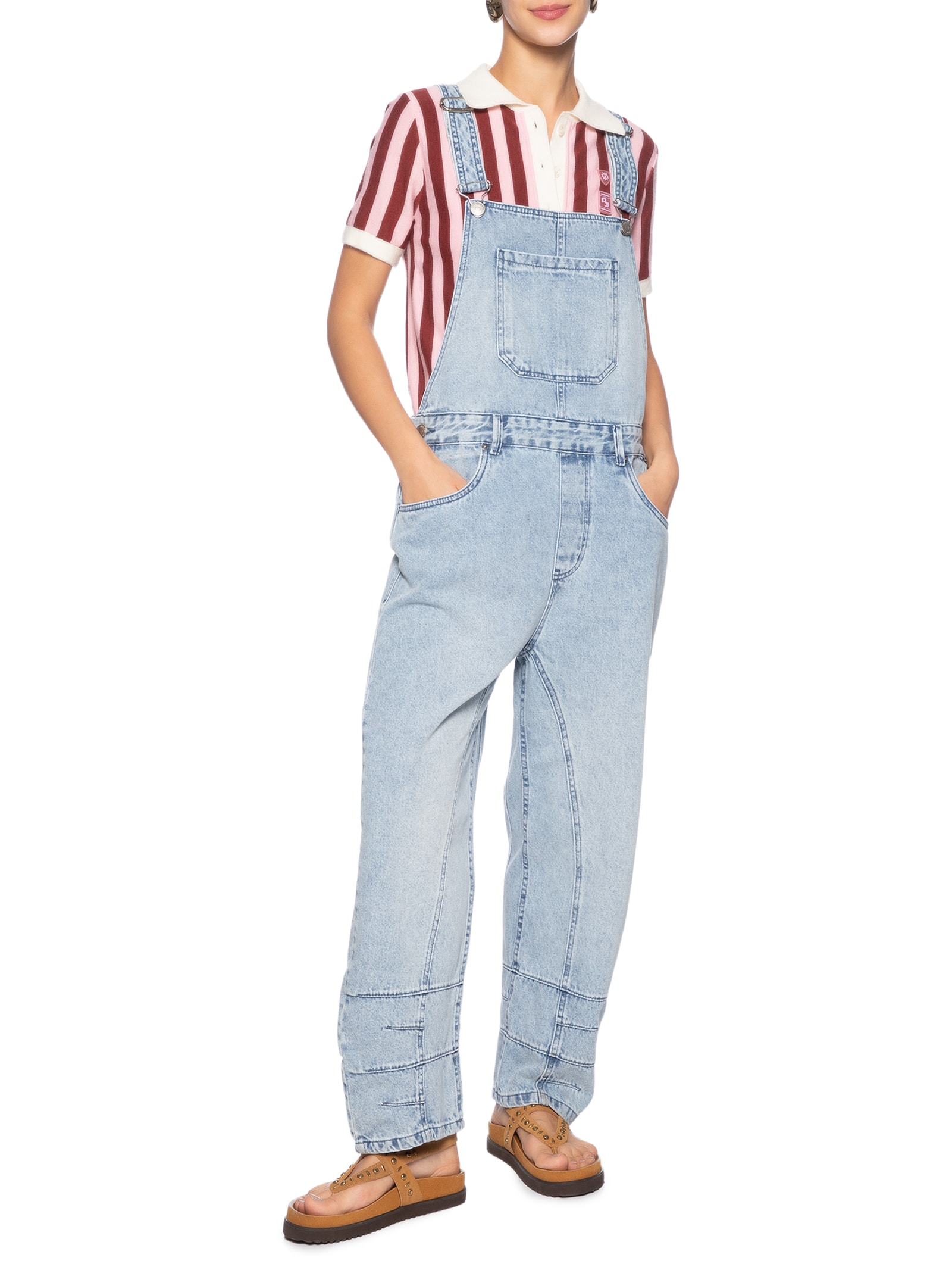 Macacão Feminino Jeans Longo Com Pences Na Barra Azul Animale Jeans