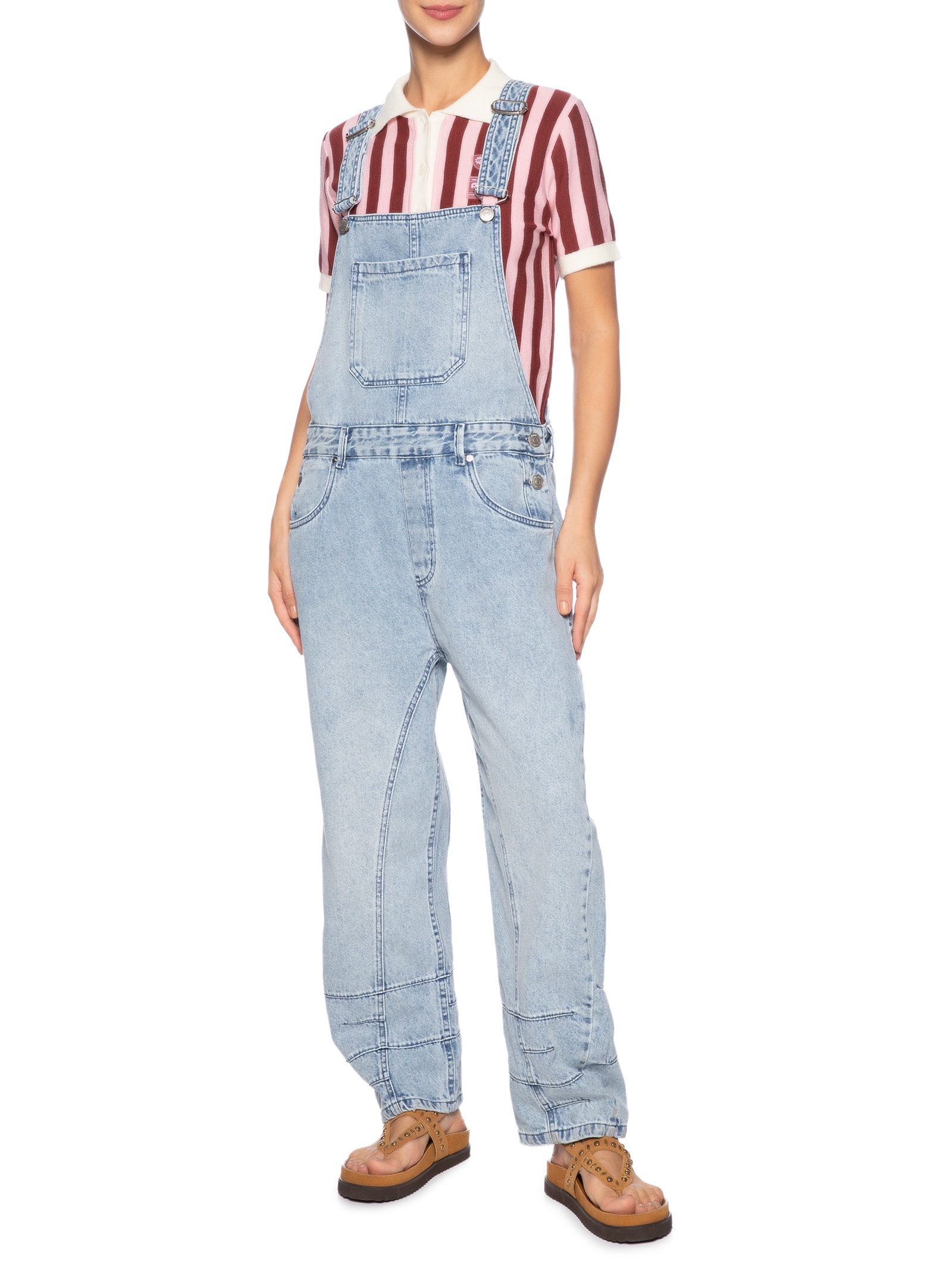 Macacão Feminino Jeans Longo Com Pences Na Barra Azul Animale Jeans