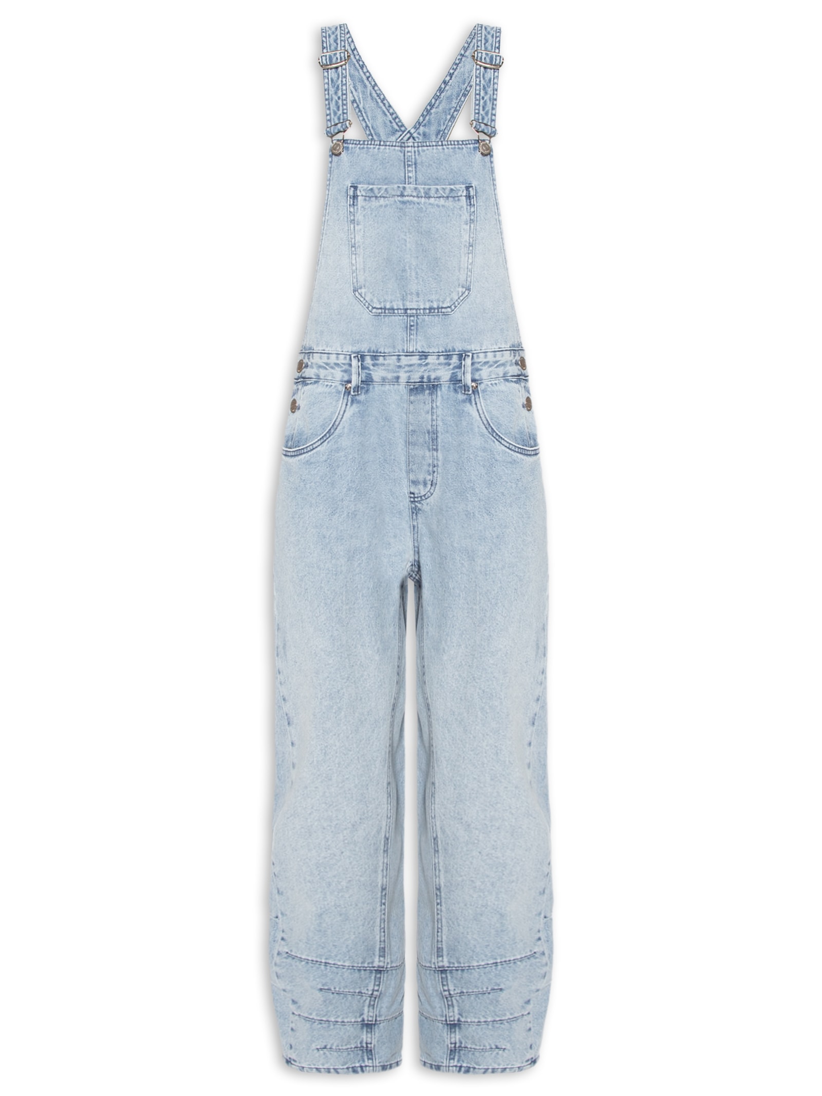 Macacão Feminino Jeans Longo Com Pences Na Barra Azul Animale Jeans