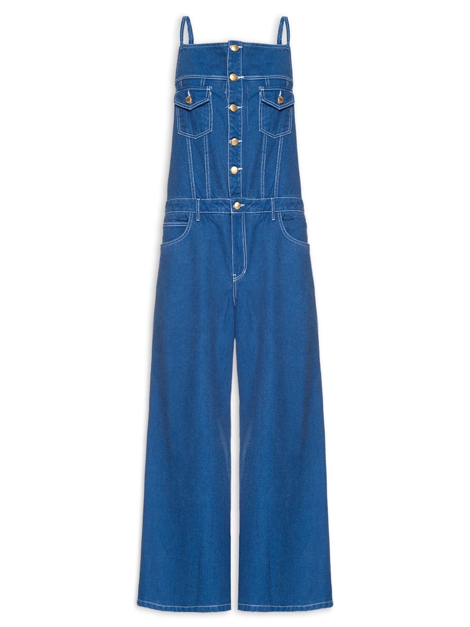 Macacão Feminino Jeans Pantalona Azul Farm